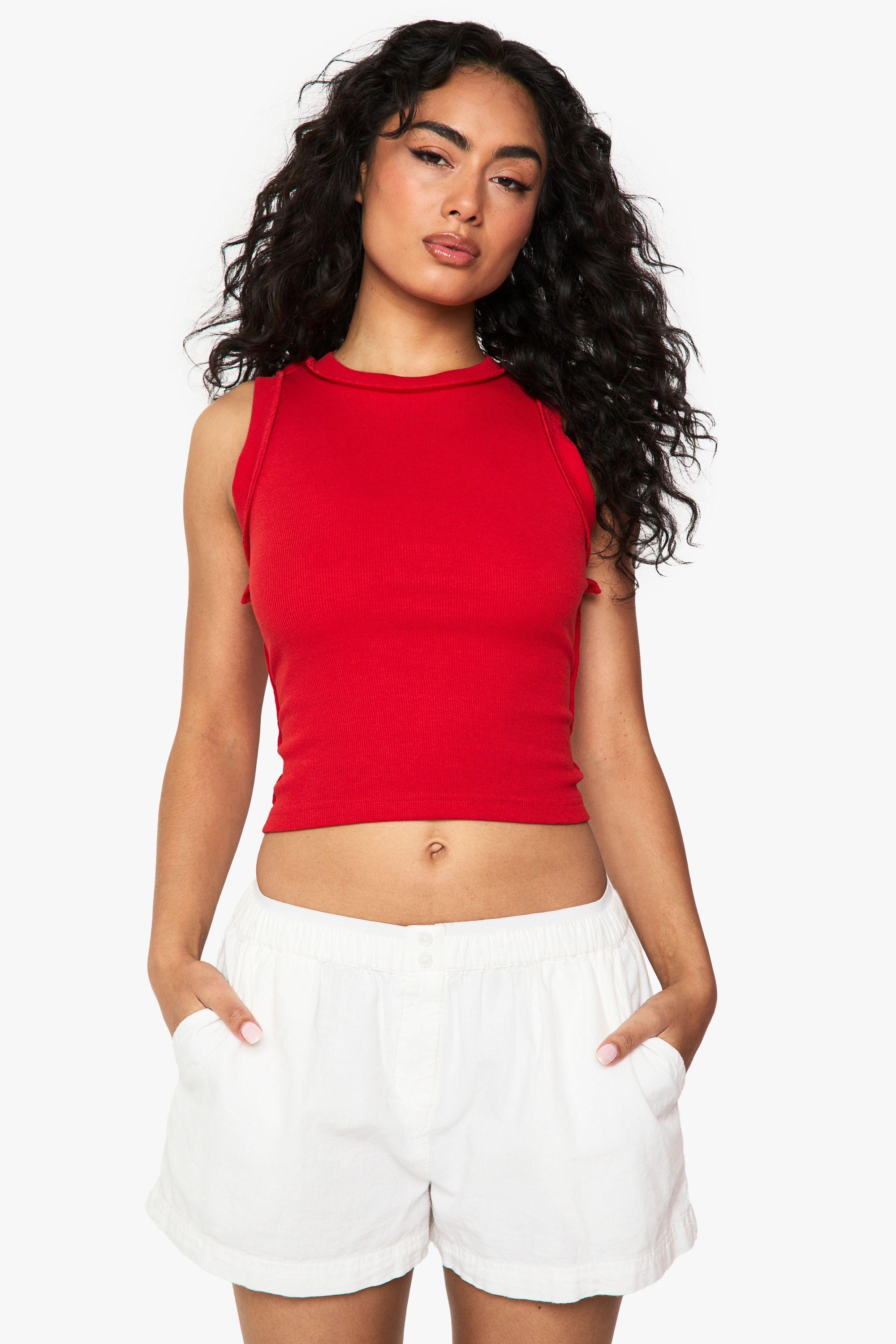 Seam Detail Racer Vest Top by BOOHOO