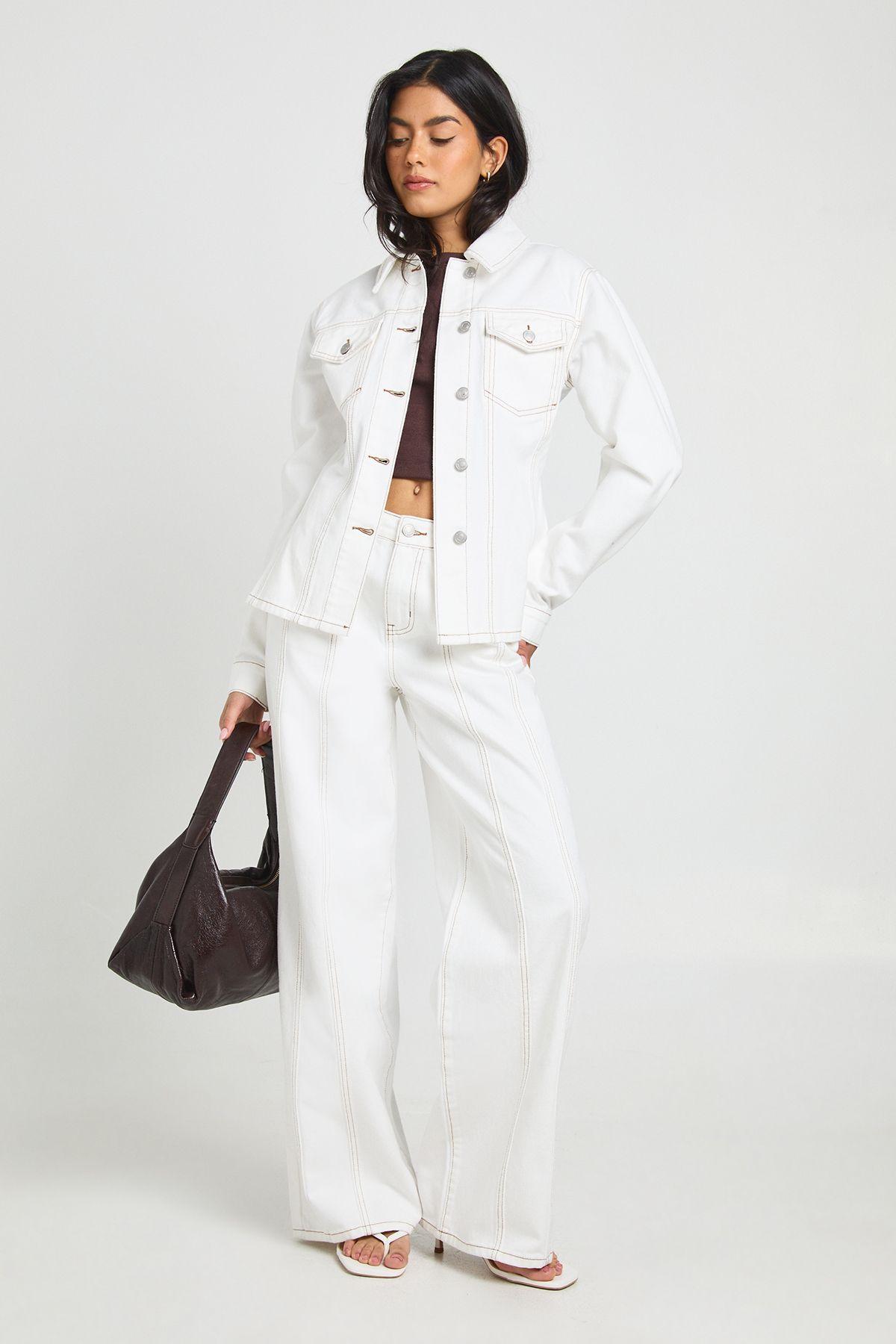 Seam Detail Straight Leg Jean by BOOHOO