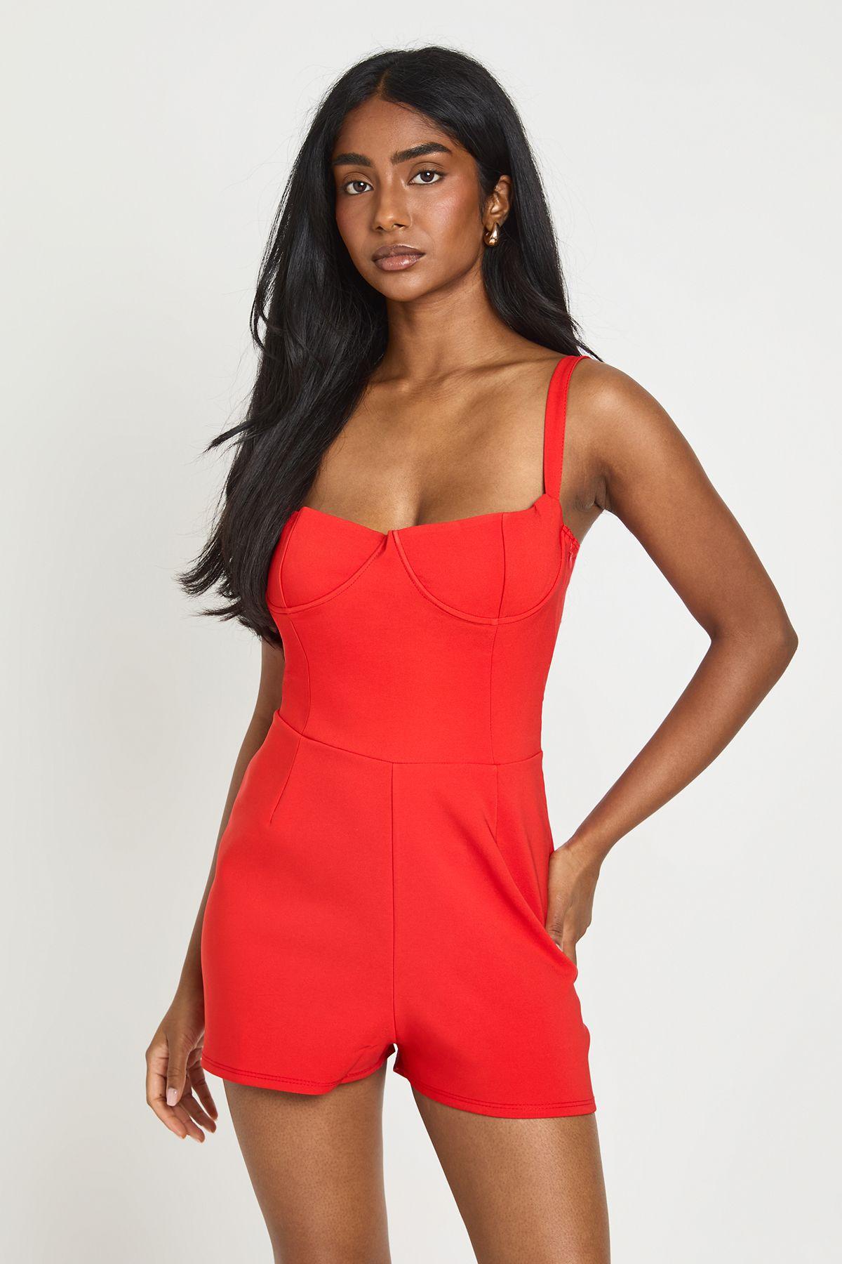 Seam Detail Underwired Playsuit by BOOHOO