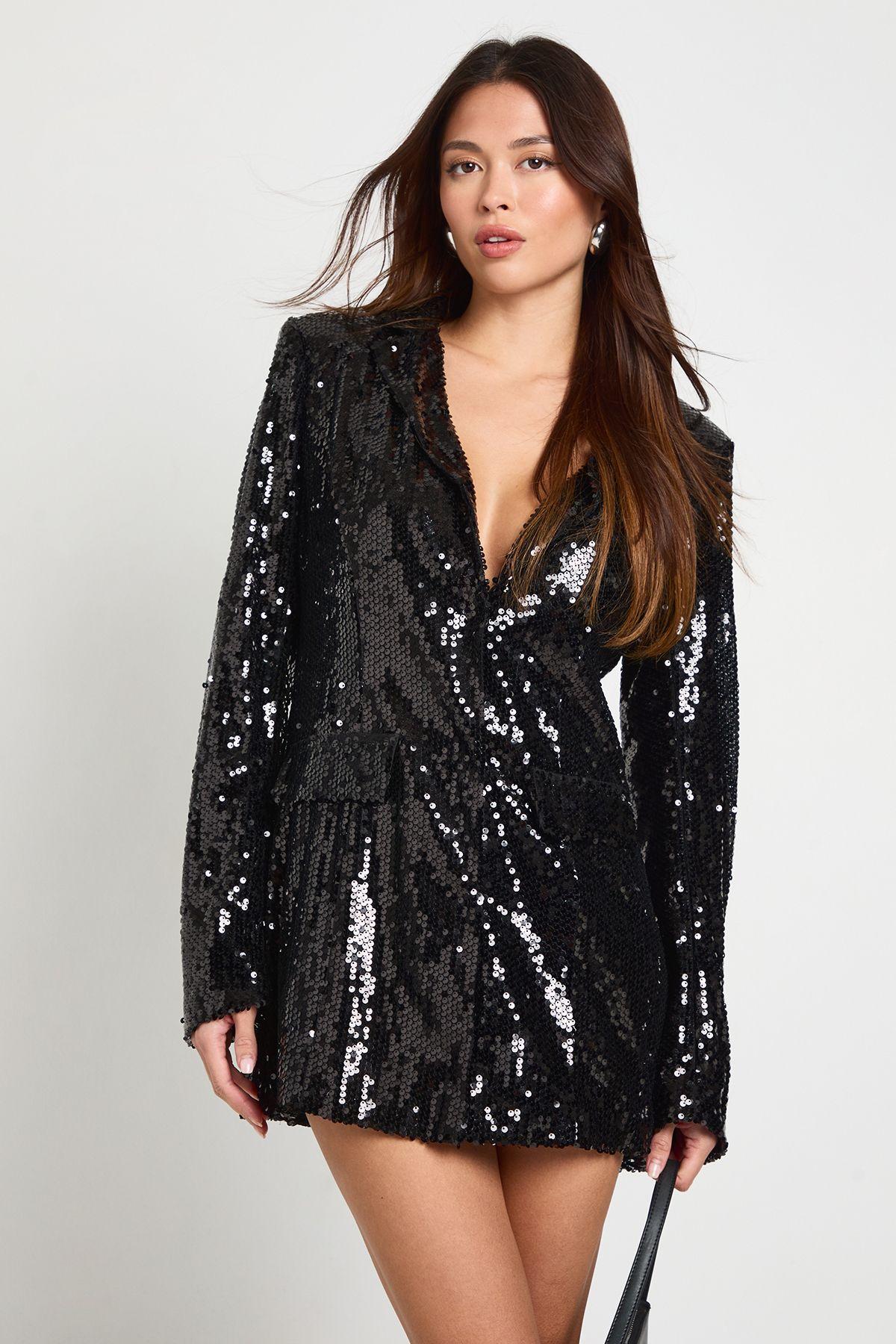 Sequin Blazer Dress by BOOHOO