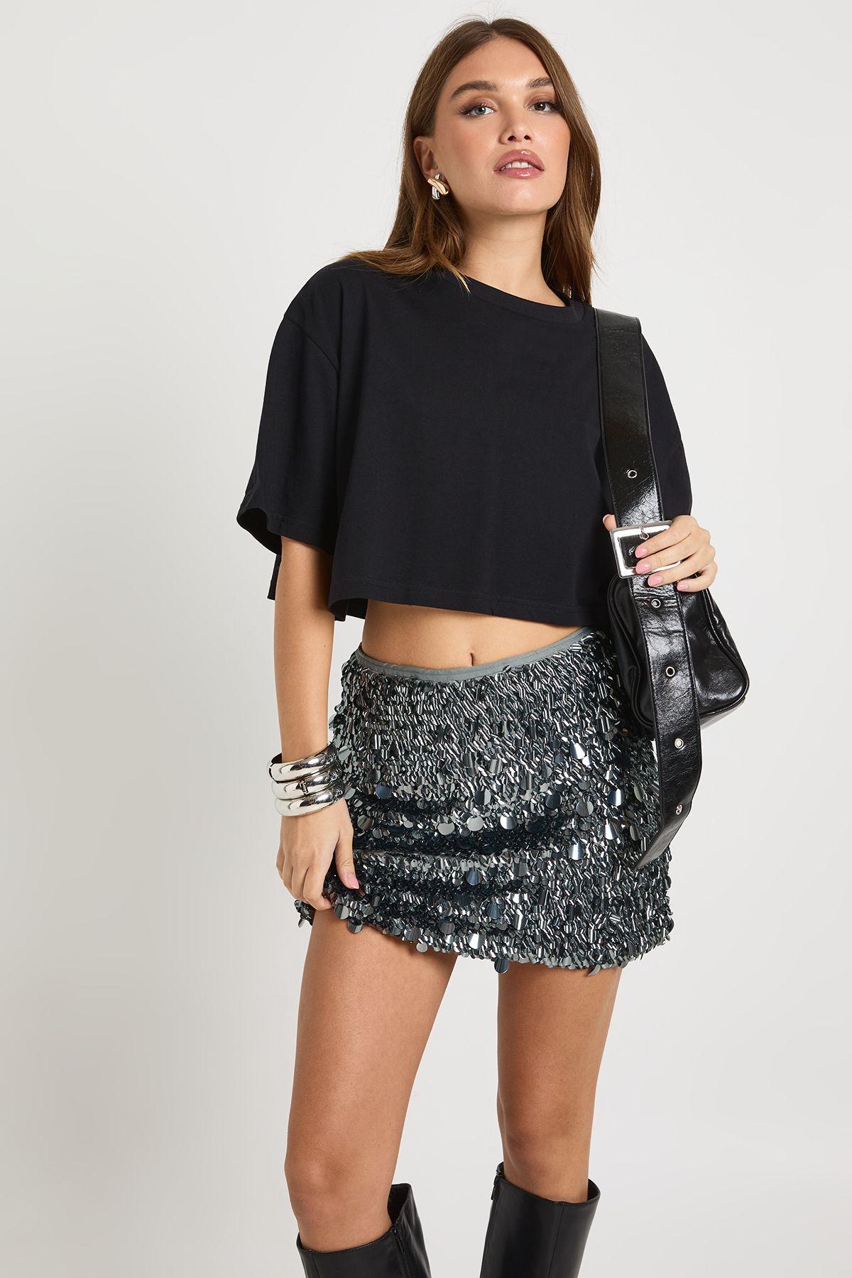 Sequin Mini Skirt by BOOHOO