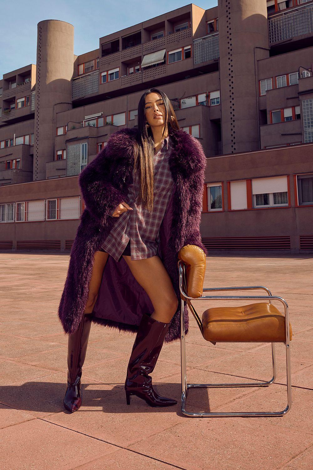 Shaggy Fur Maxi Coat With Clasps by BOOHOO