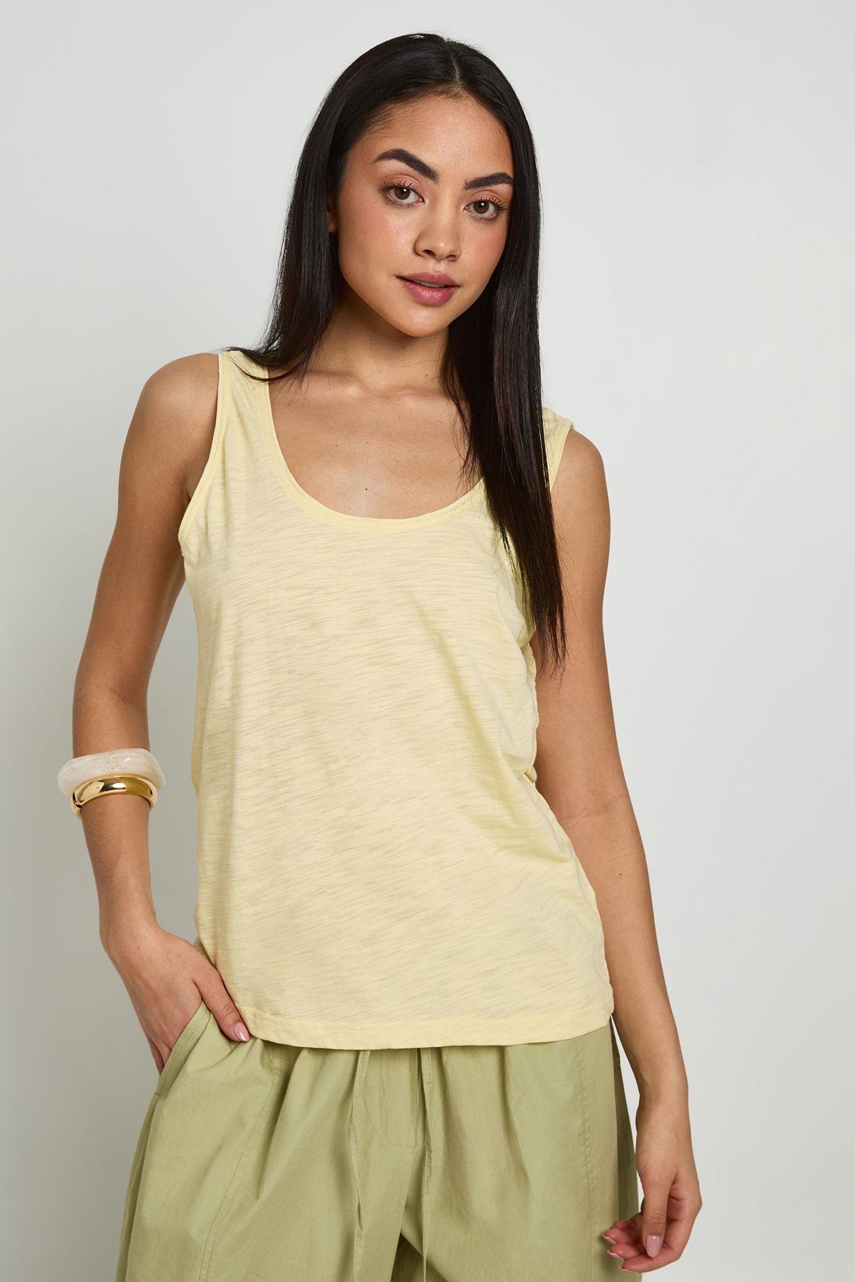 Sheer Slub Low Scoop Back Vest Top by BOOHOO