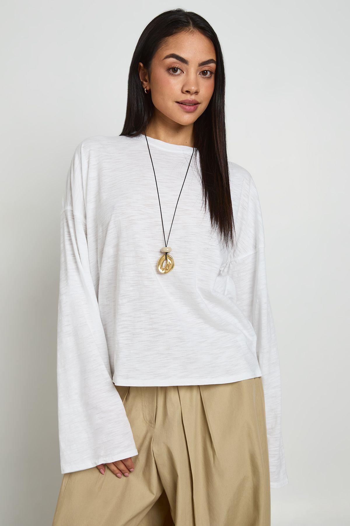 Sheer Slub Oversized Boxy T-Shirt by BOOHOO