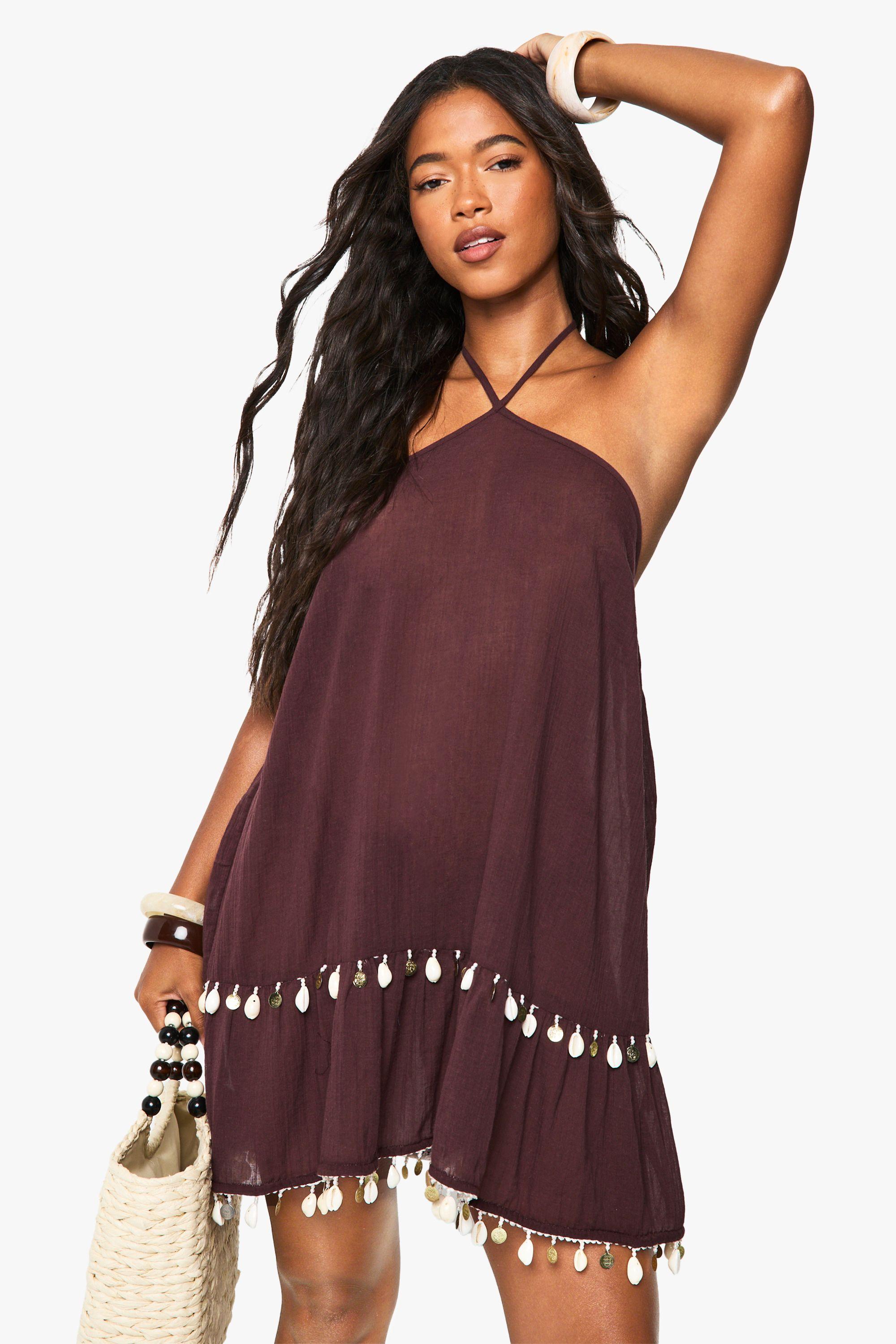 Shell Embellished Beach Dress by BOOHOO