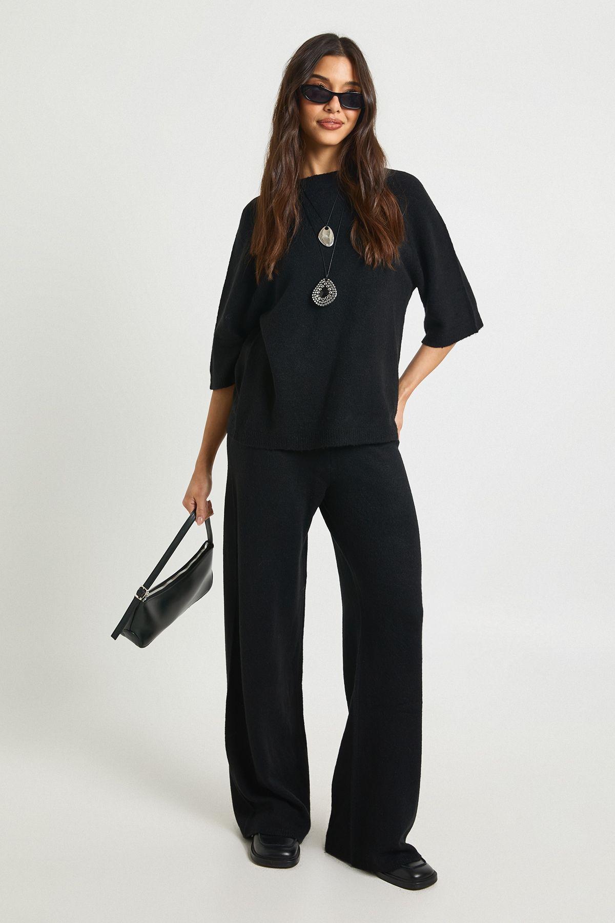 Short Sleeve Top And Trouser Knitted Co ord by BOOHOO