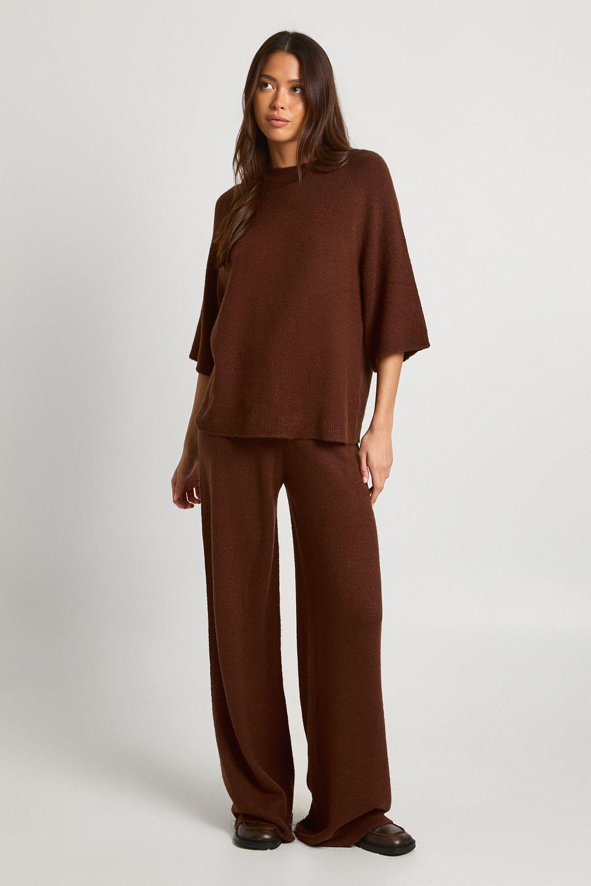 Short Sleeve Top And Trouser Knitted Co ord by BOOHOO