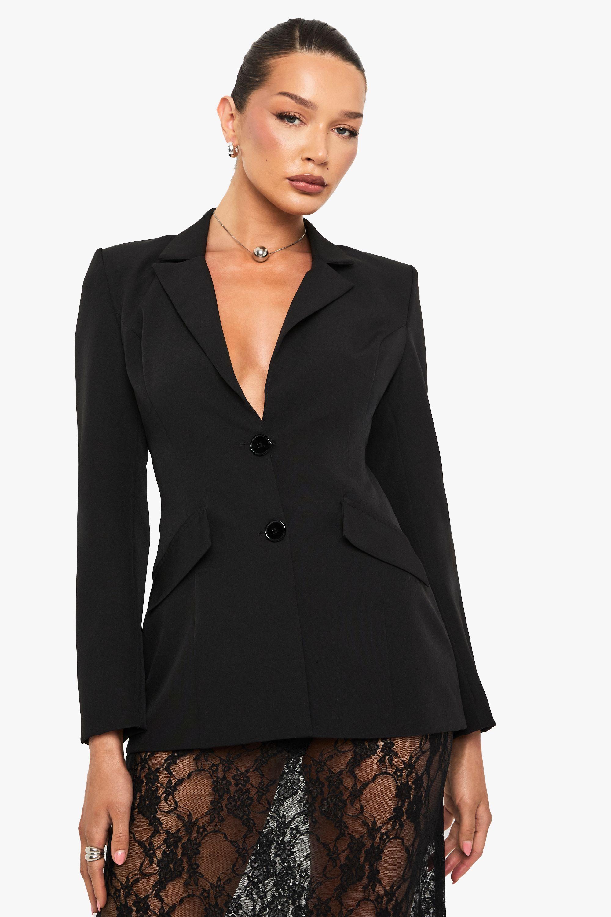Shoulder Pad Backless Blazer by BOOHOO