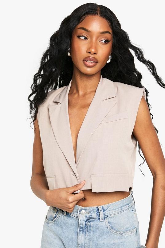 Shoulder Pad Plunge  Waistcoat by BOOHOO
