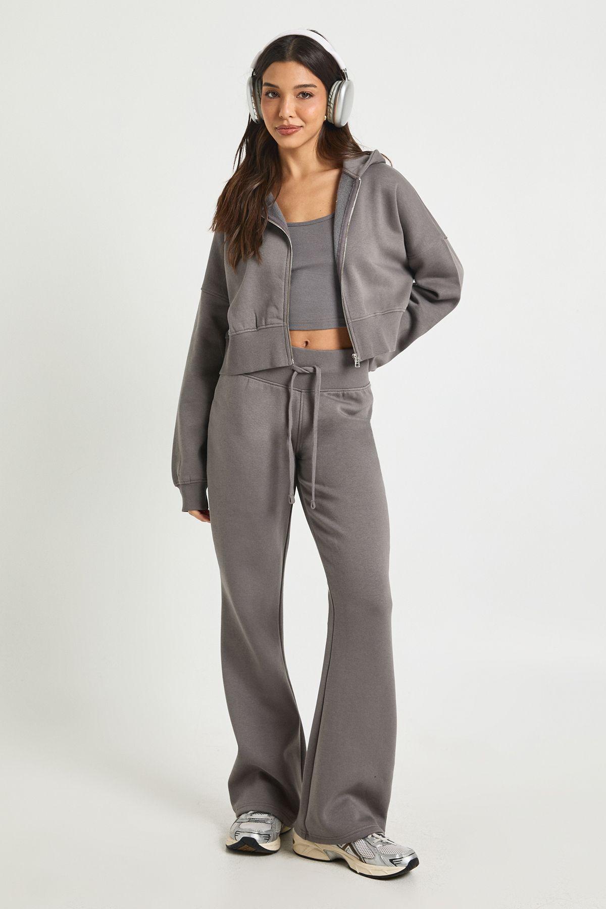 Shrunken Flared Jogger 3 Piece Tracksuit by BOOHOO