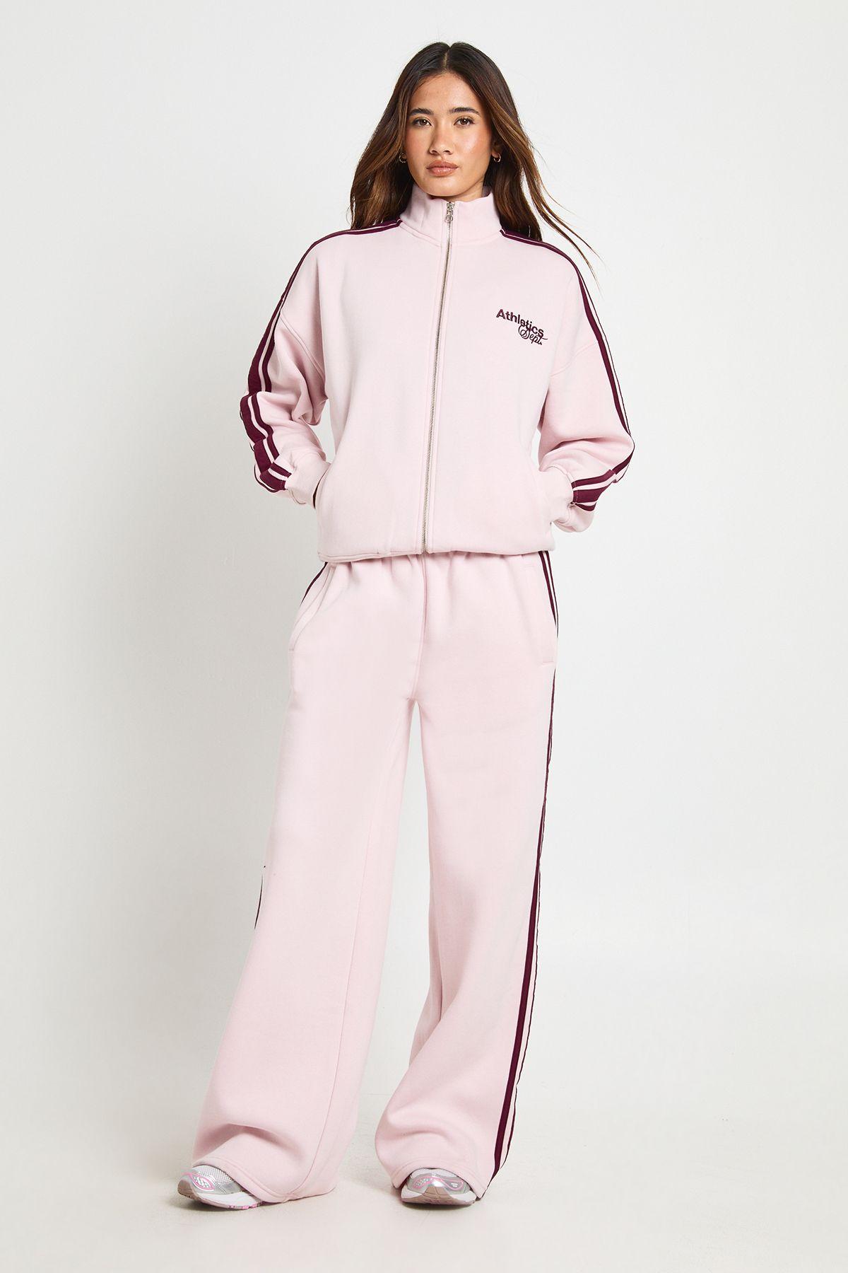 Side Stripe Funnel Neck Zip Through Sweatshirt by BOOHOO