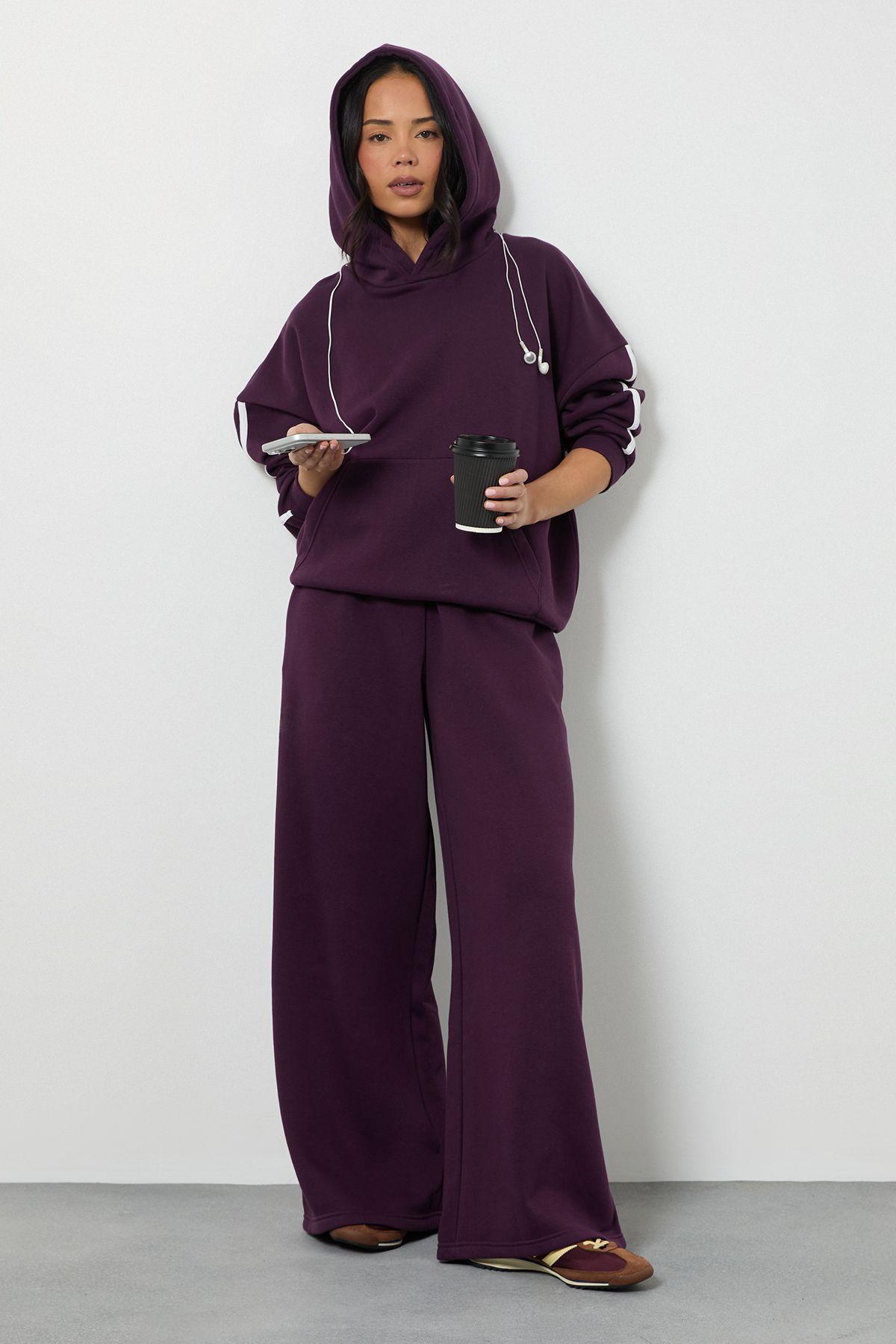 Side Stripe Hooded Straight Leg Tracksuit by BOOHOO
