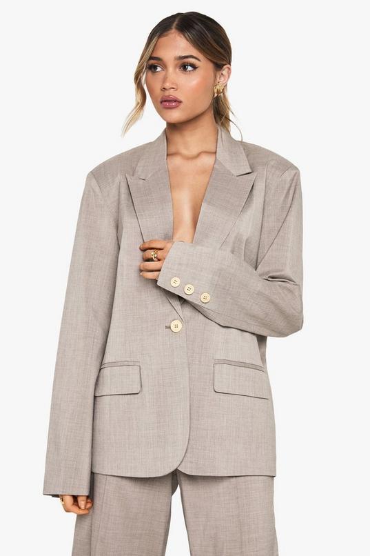 Single Breasted Plunge Neckline Oversized Blazer by BOOHOO
