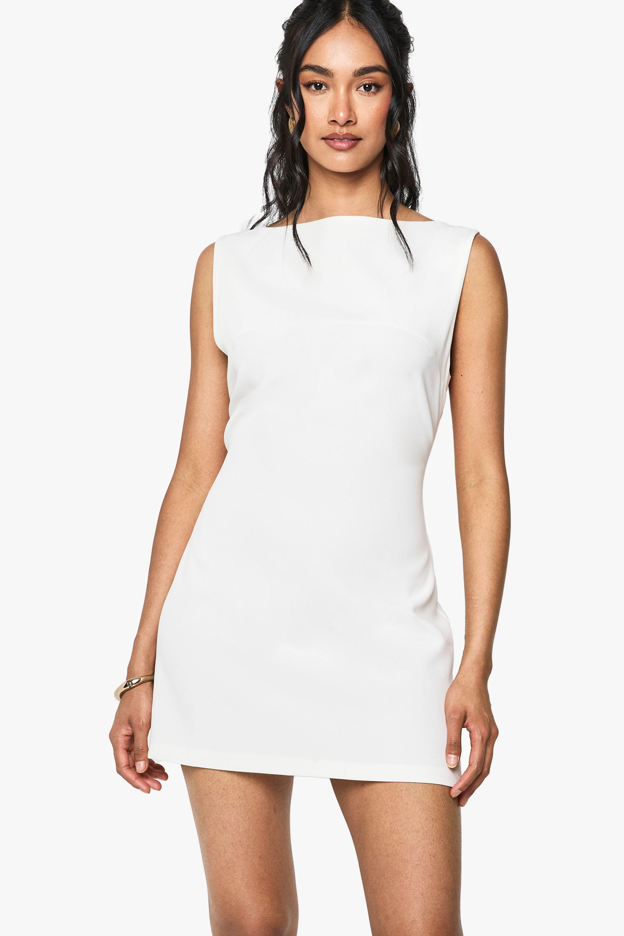 Slash Neck Fit & Flare Micro Mini Dress by BOOHOO