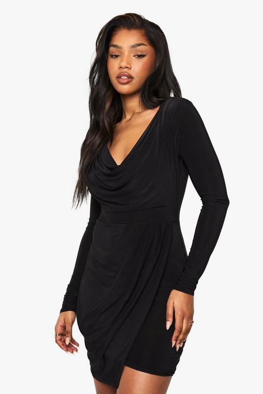Slinky Rouched Wrap Mini Dress by BOOHOO