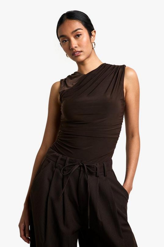 Slinky Ruched Detail Sleeveless Top by BOOHOO