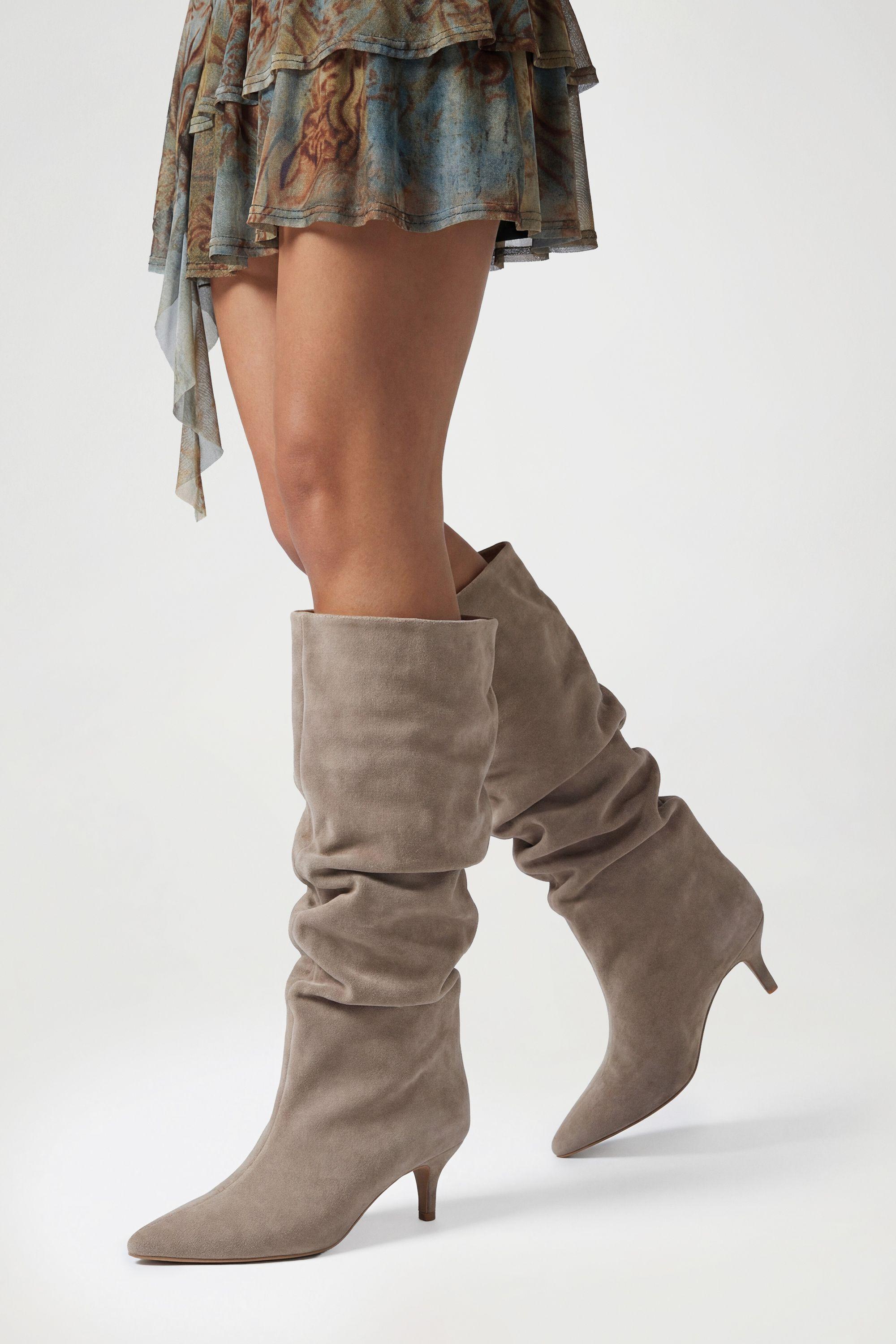 Slouchy Knee High Boots by BOOHOO