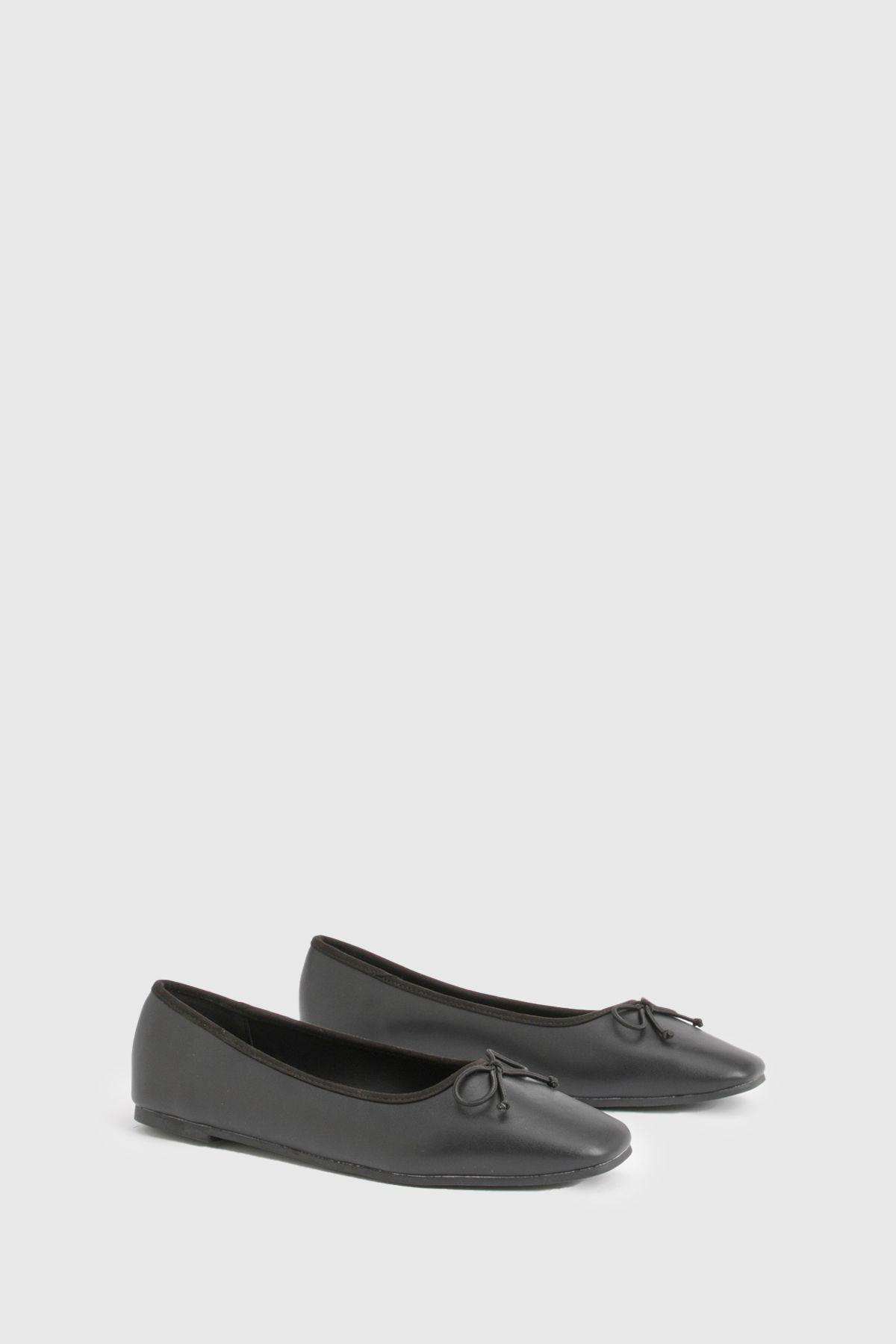 Soft Square Toe Ballet Flats by BOOHOO