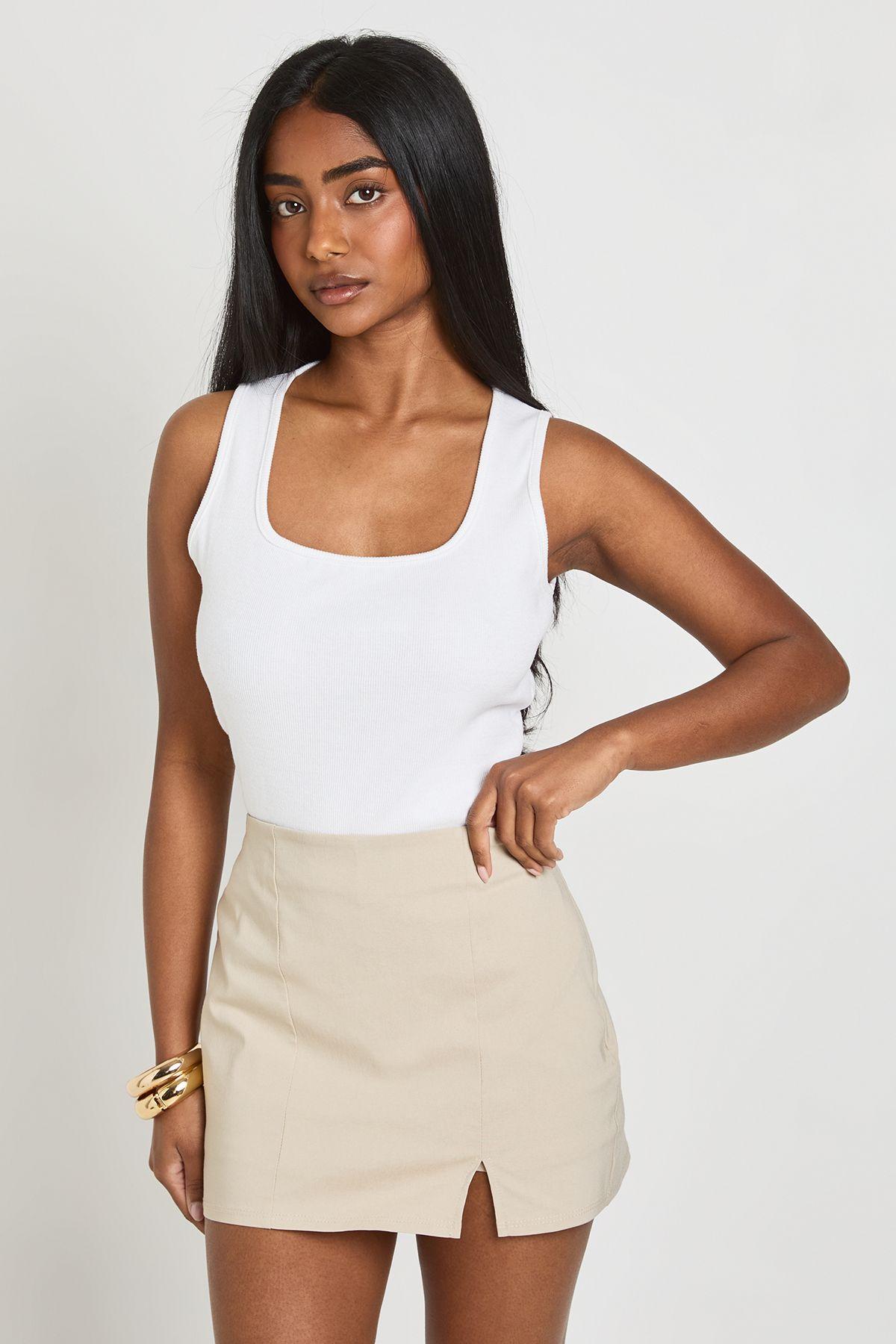 Split Front Mini Skort by BOOHOO