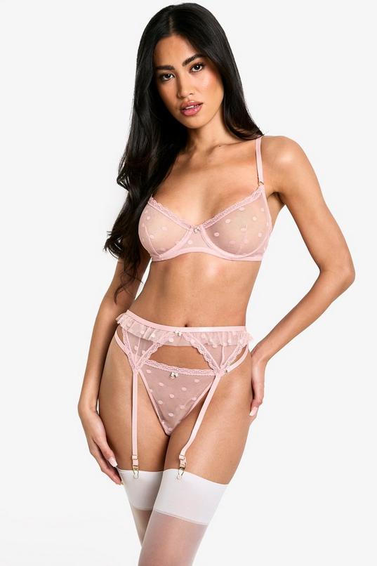 Spot Mesh Bow Trim Suspender by BOOHOO
