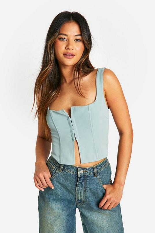 Square Neck Wide Strap Corset by BOOHOO