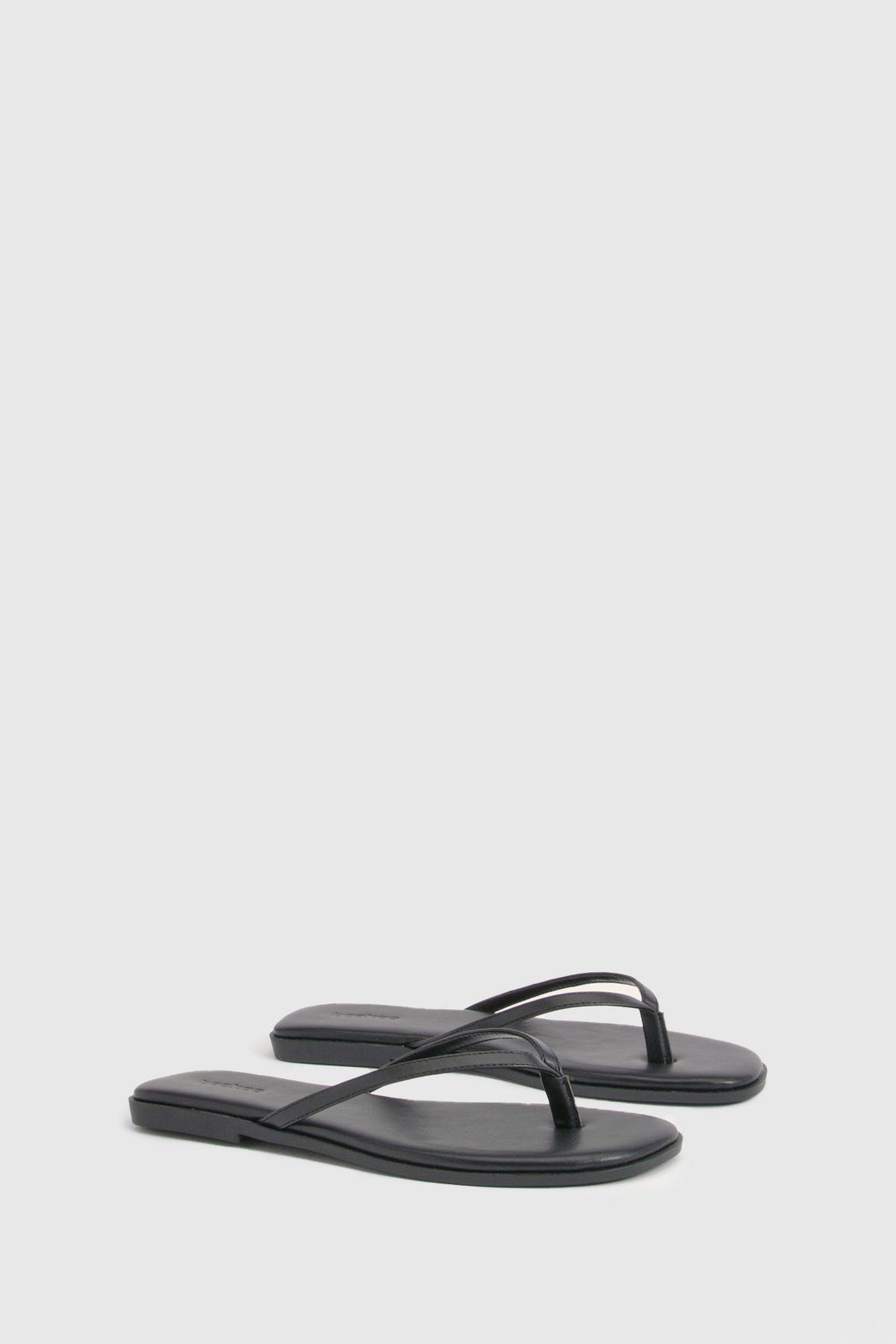 Square Toe Flip-Flops by BOOHOO