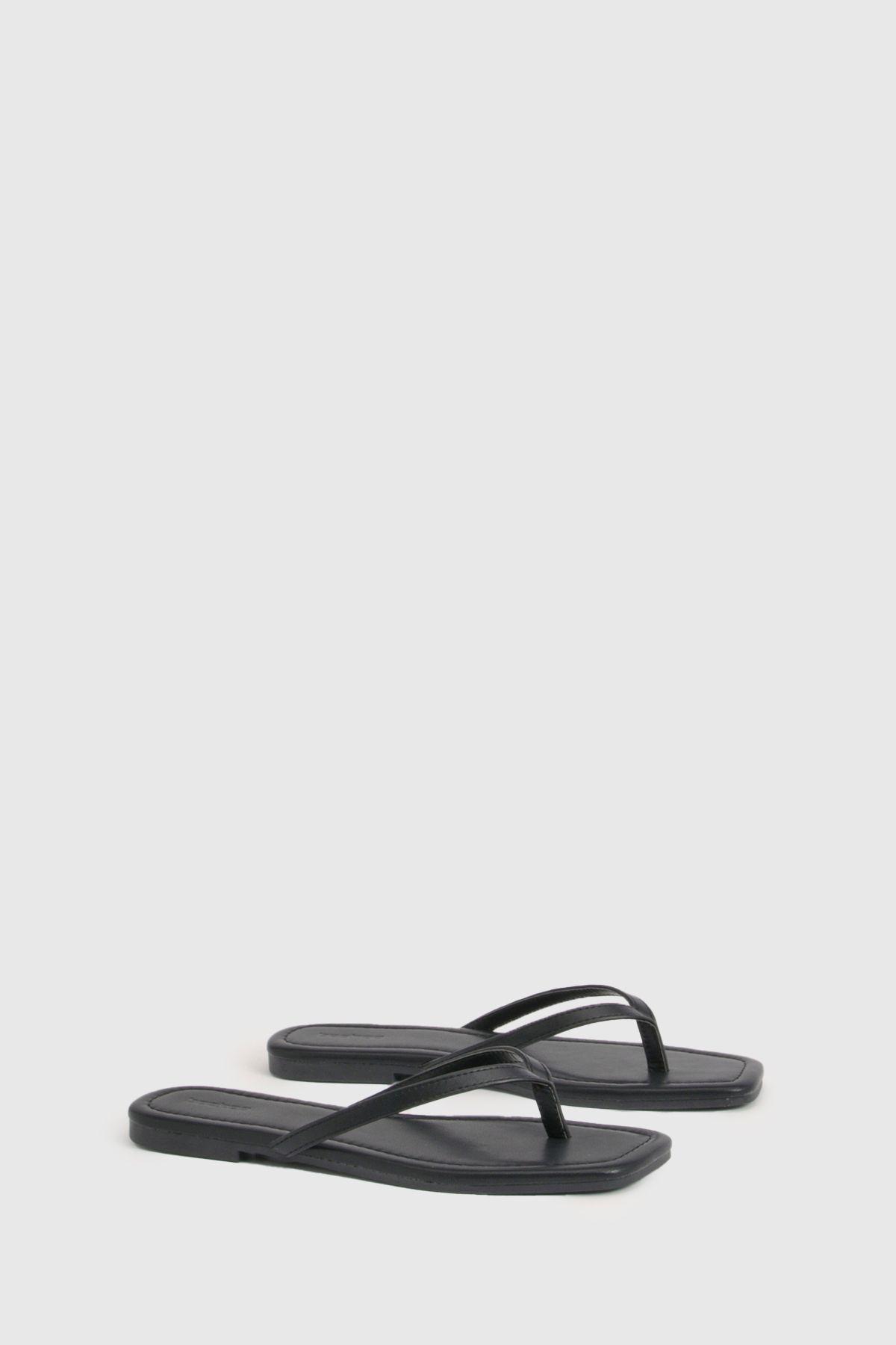Square Toe Flip Flops by BOOHOO