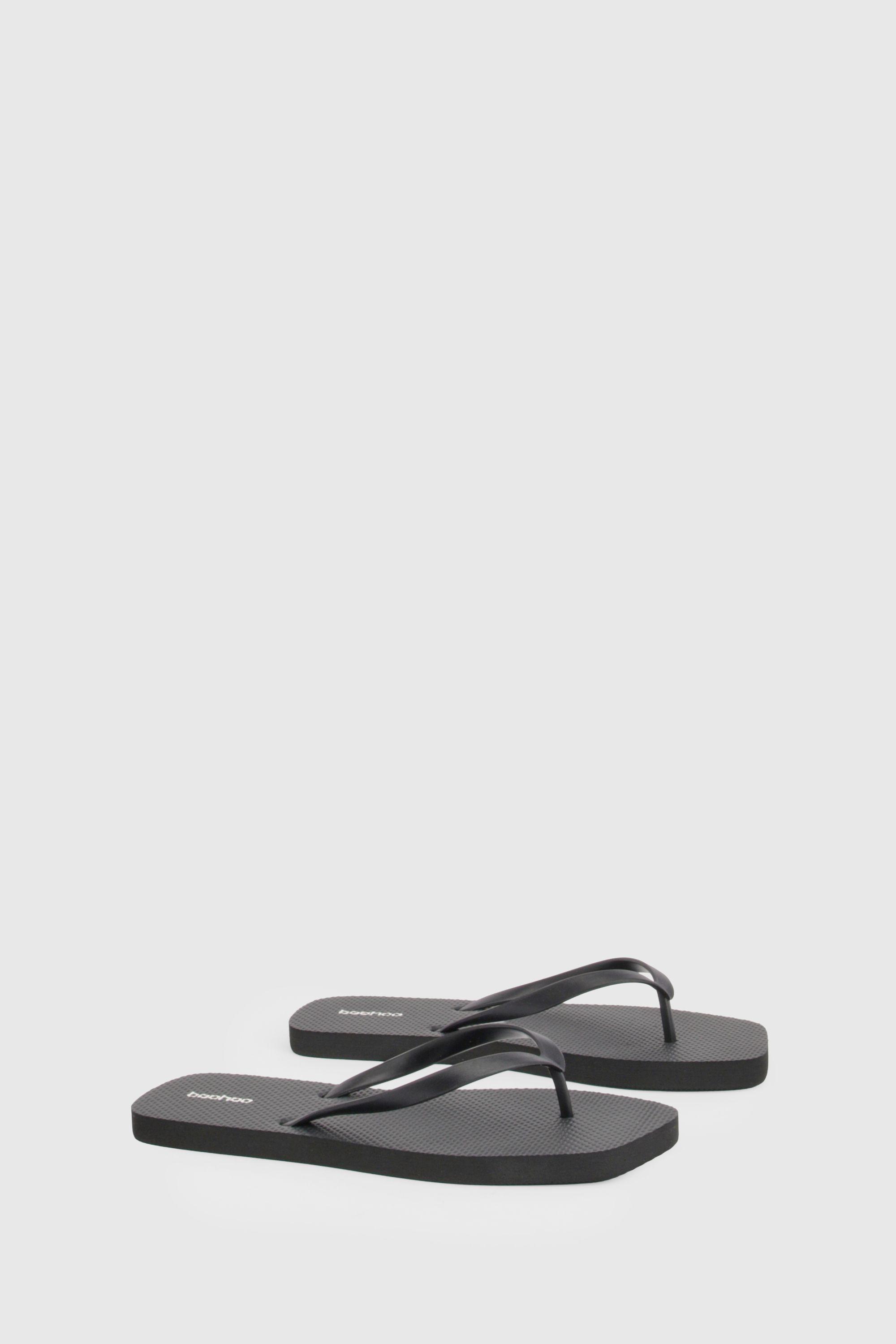 Square Toe Flip Flops by BOOHOO