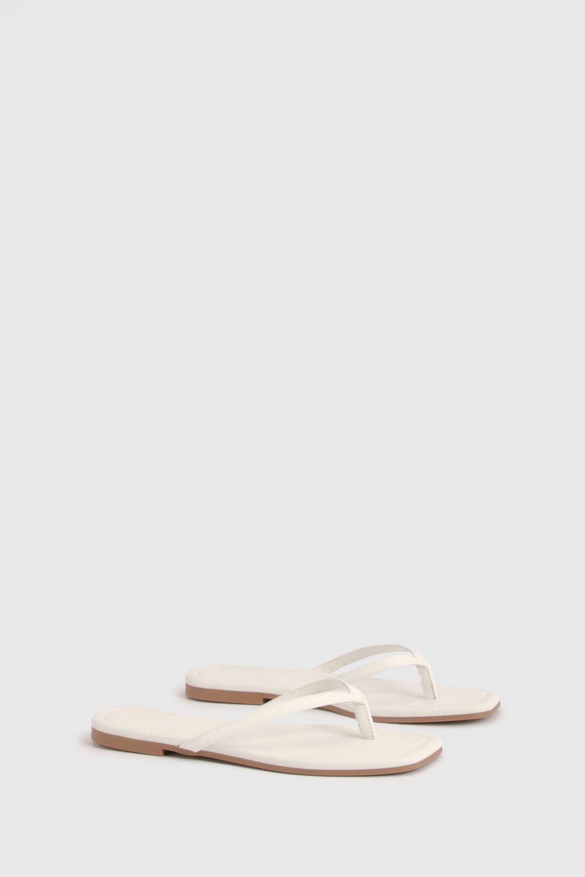 Square Toe Flip Flops by BOOHOO