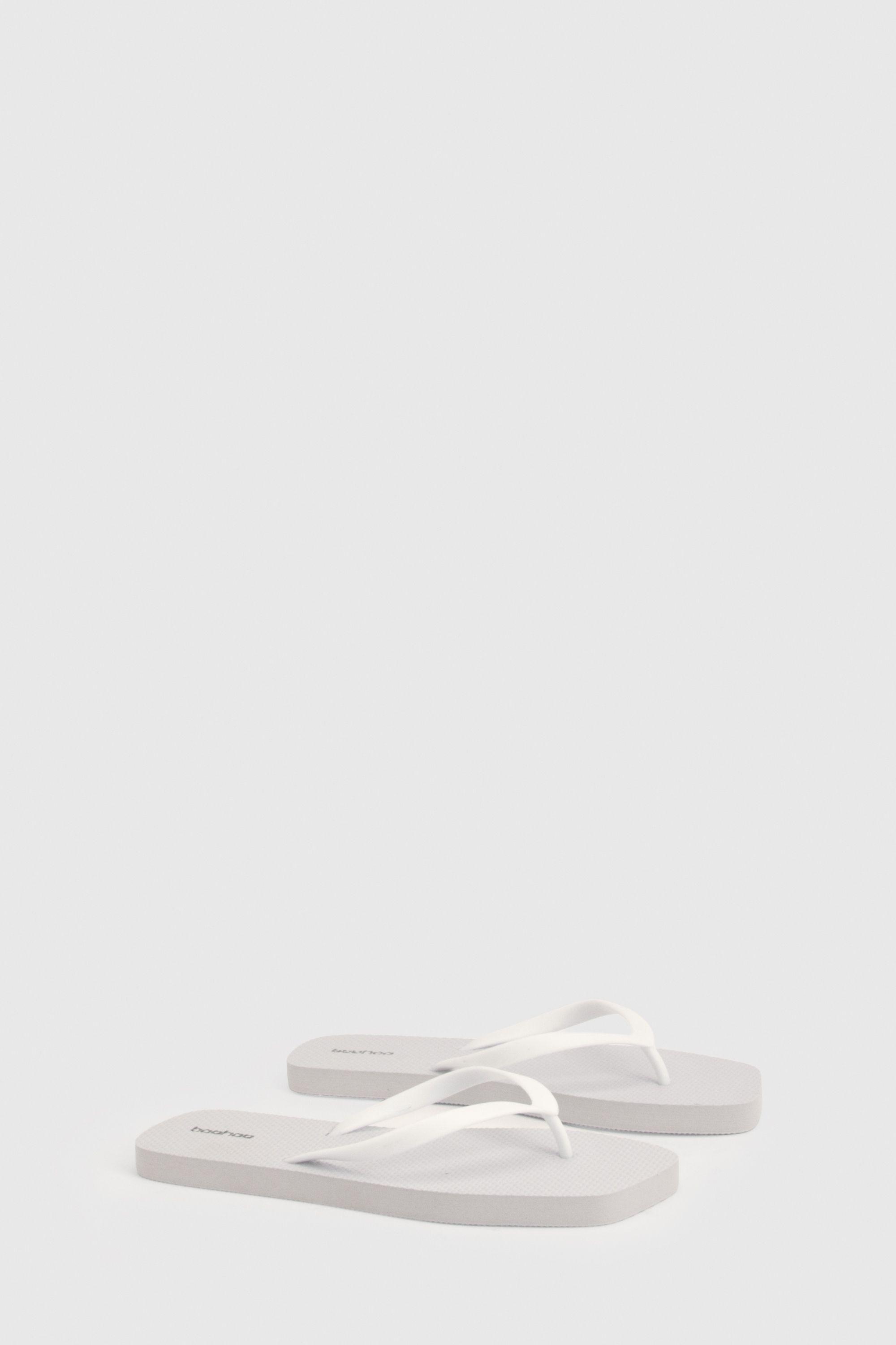 Square Toe Flip Flops by BOOHOO