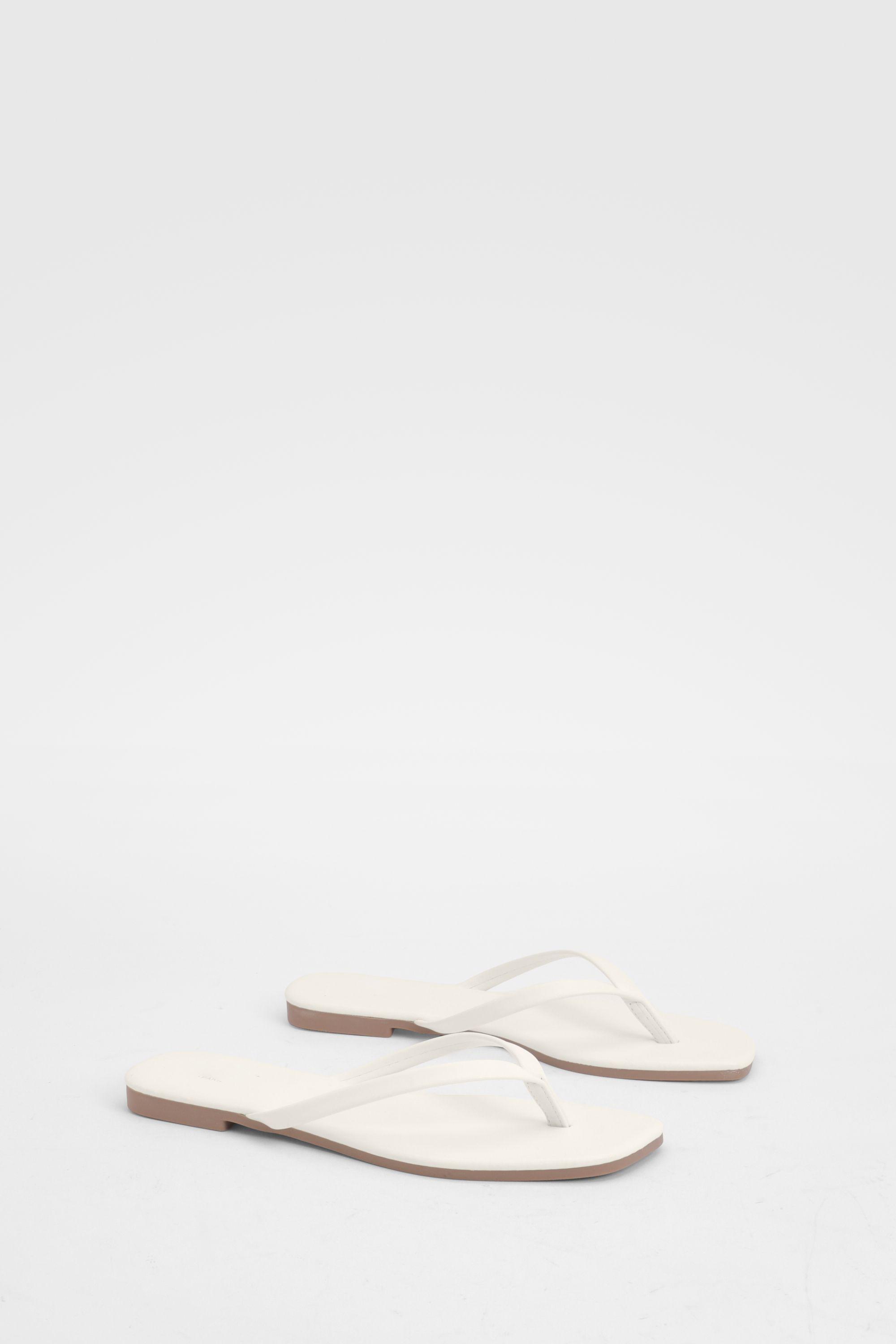 Square Toe Flip Flops by BOOHOO