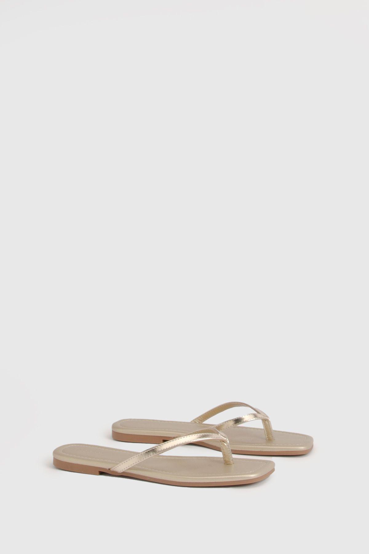 Square Toe Flip Flops by BOOHOO