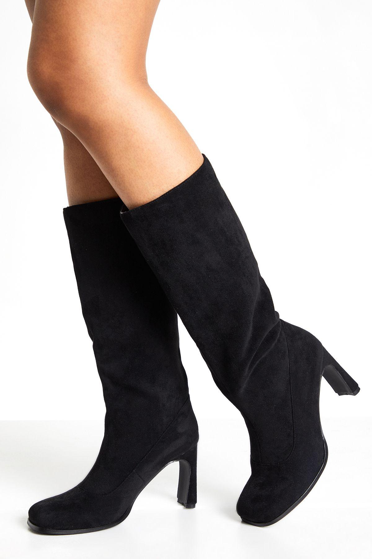 Square Toe Knee High Boots by BOOHOO