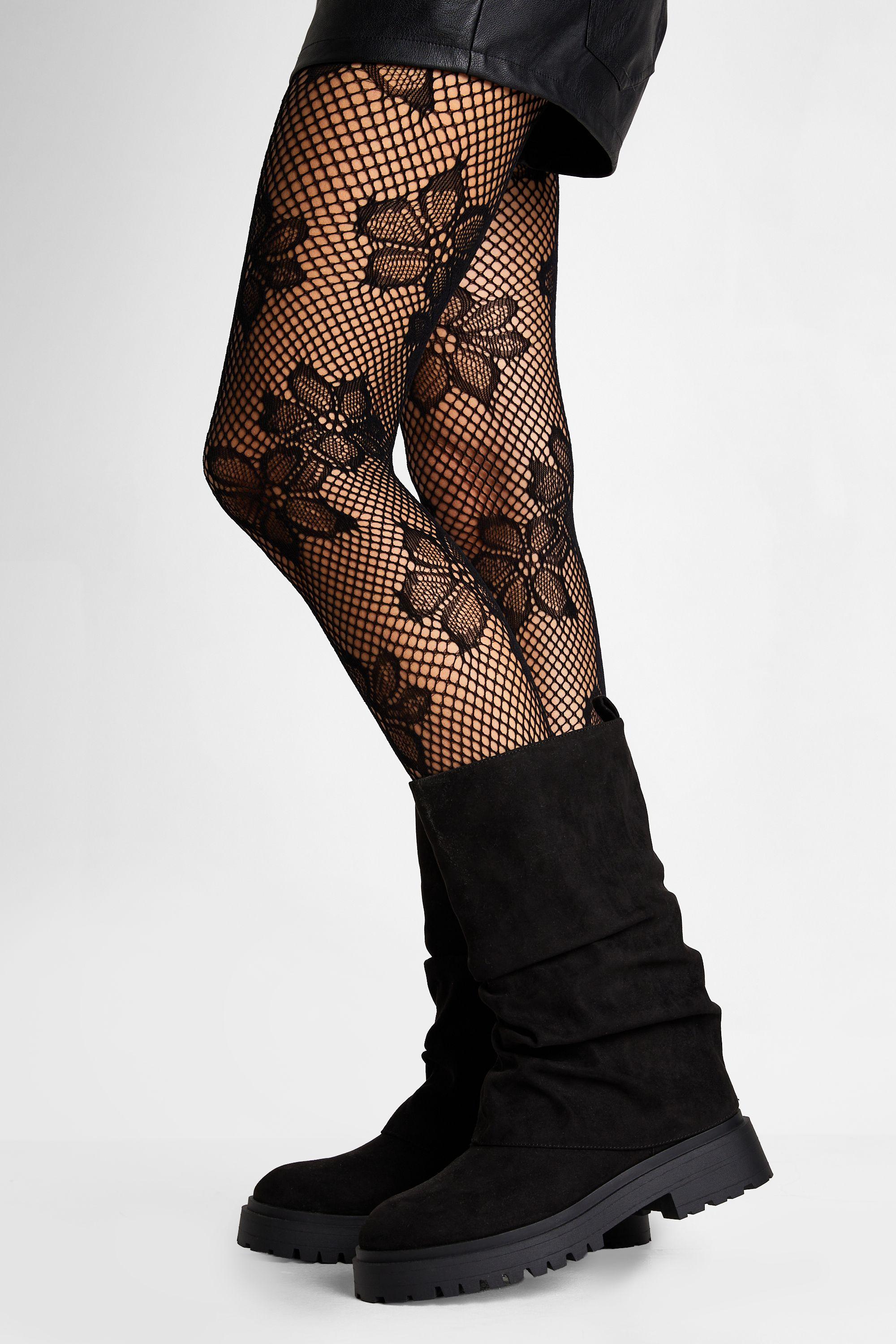 Statement Flower Fishnet Tights by BOOHOO