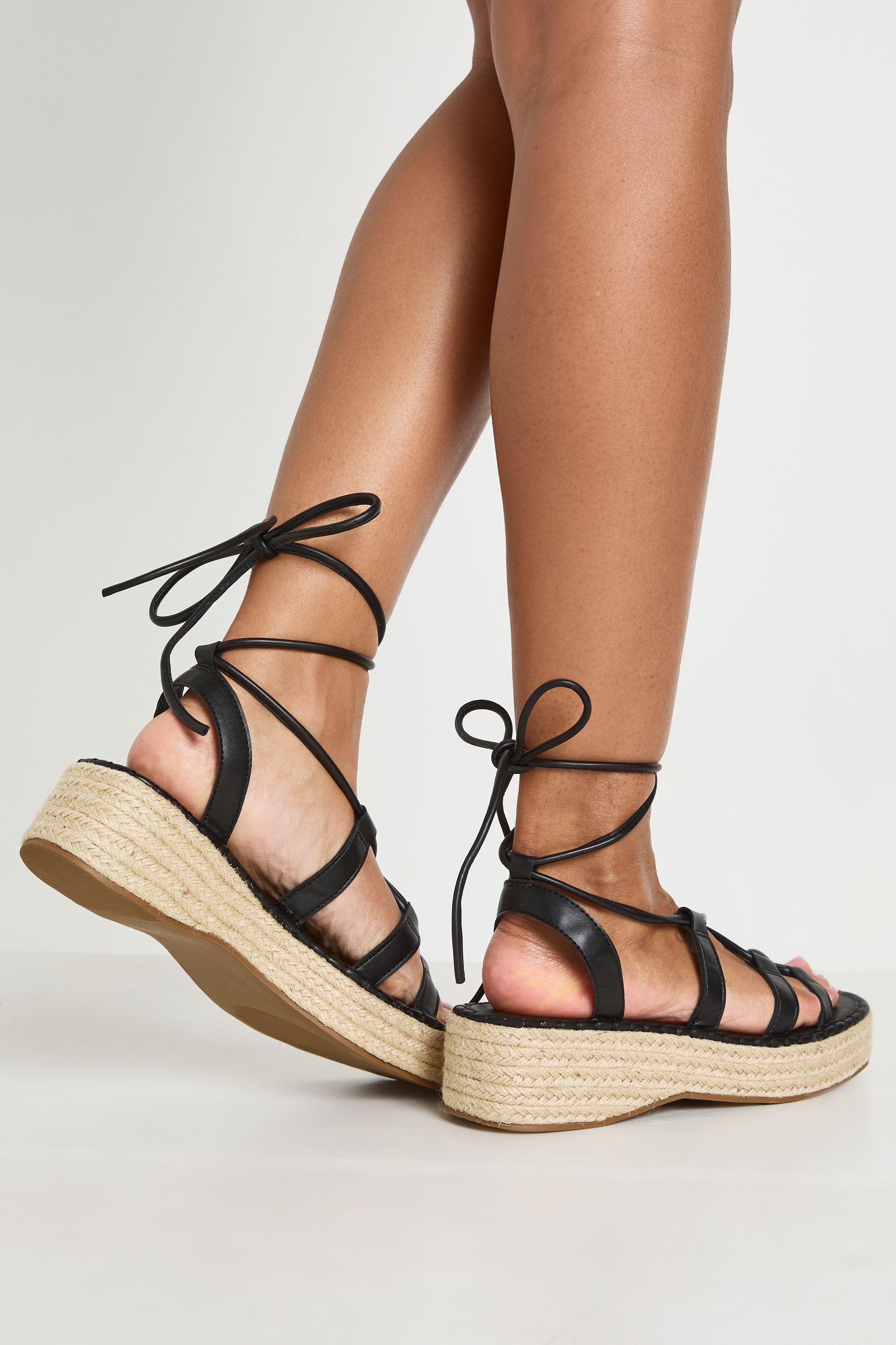 Strappy Gladiator Espadrille Flatforms by BOOHOO