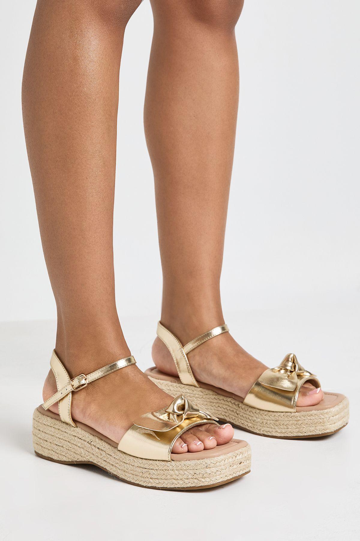 Strappy Knot Detail Espadrille Wedges by BOOHOO