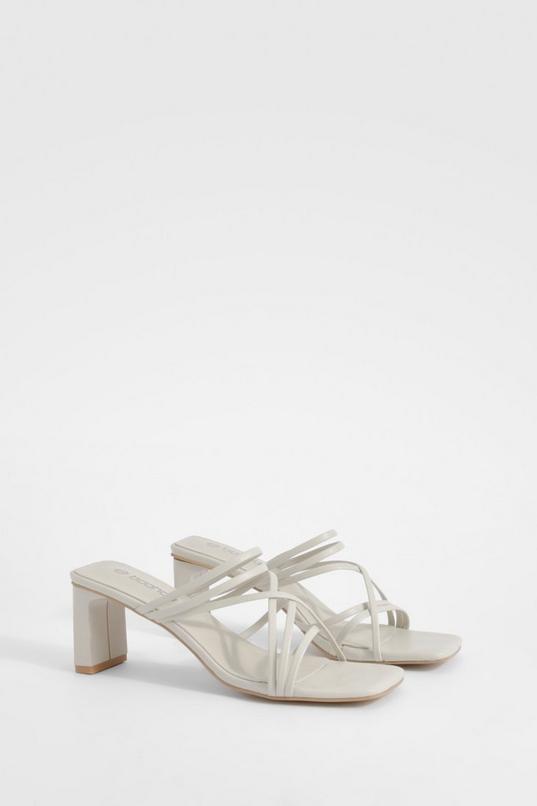 Strappy Low Block Heeled Mules by BOOHOO