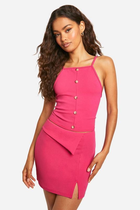 Stretch Crepe Fold Over Waistband Mini Skirt by BOOHOO