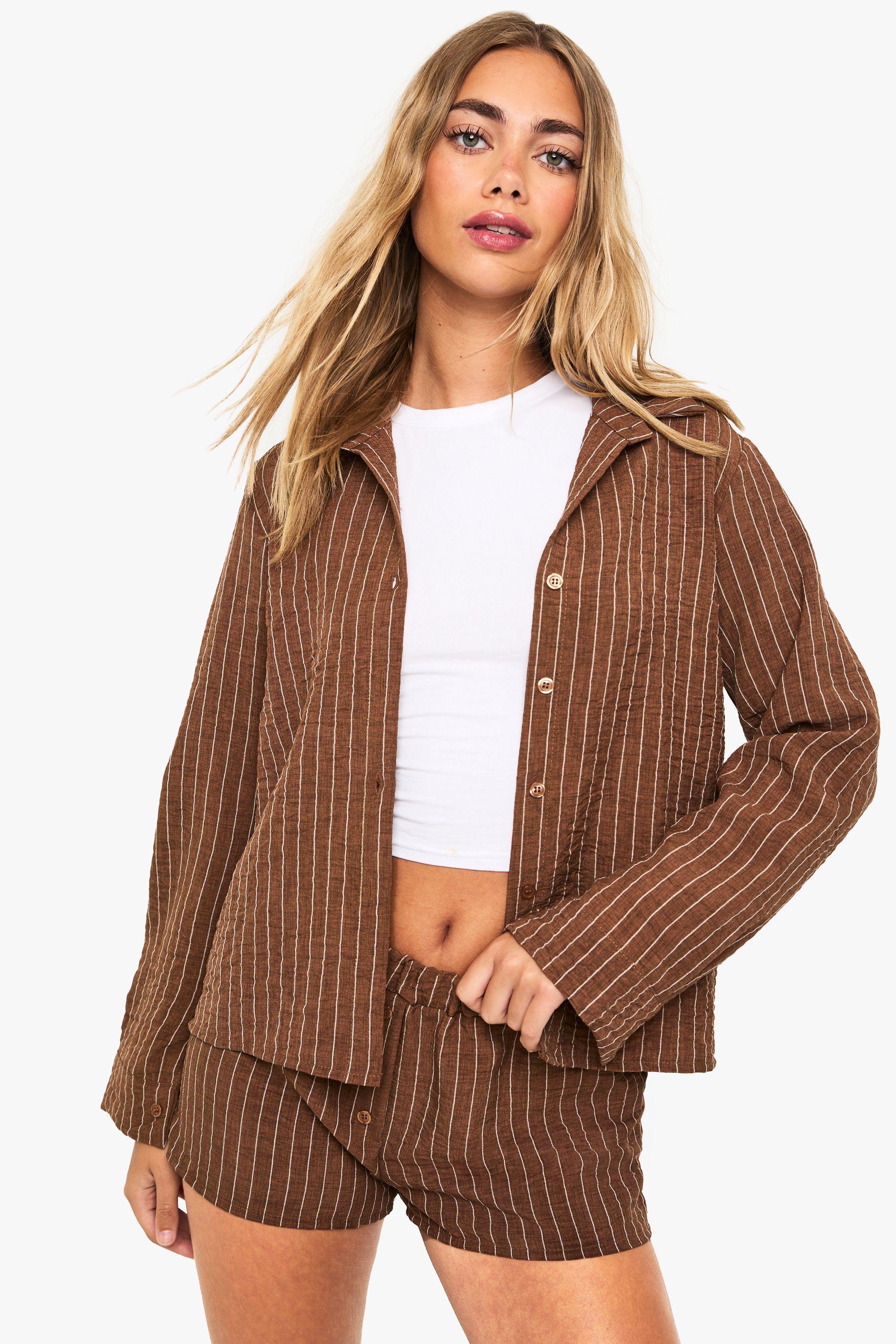 Stripe Shirt & Short Set by BOOHOO
