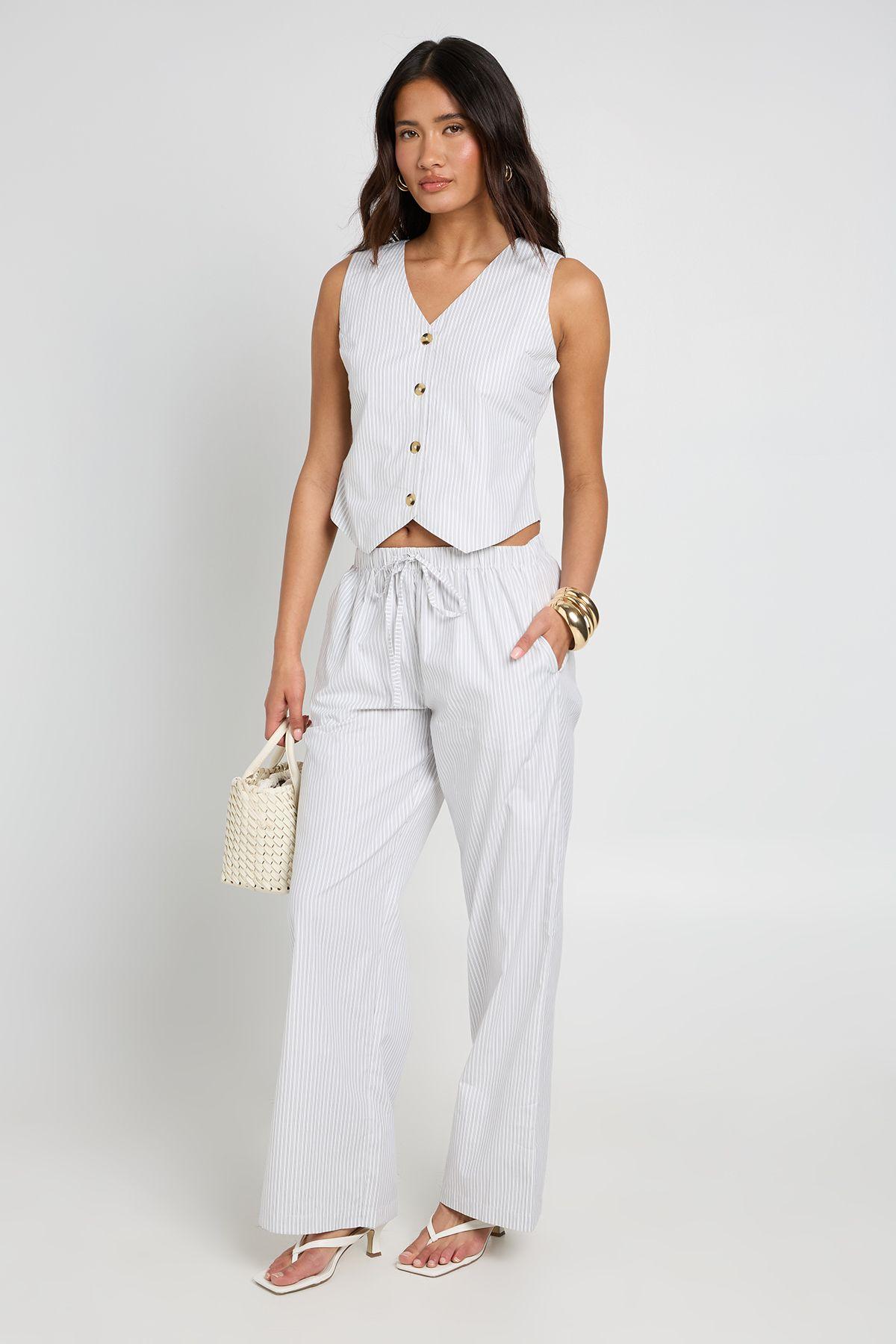Stripe Woven Waistcoat & Trouser Co-Ord by BOOHOO