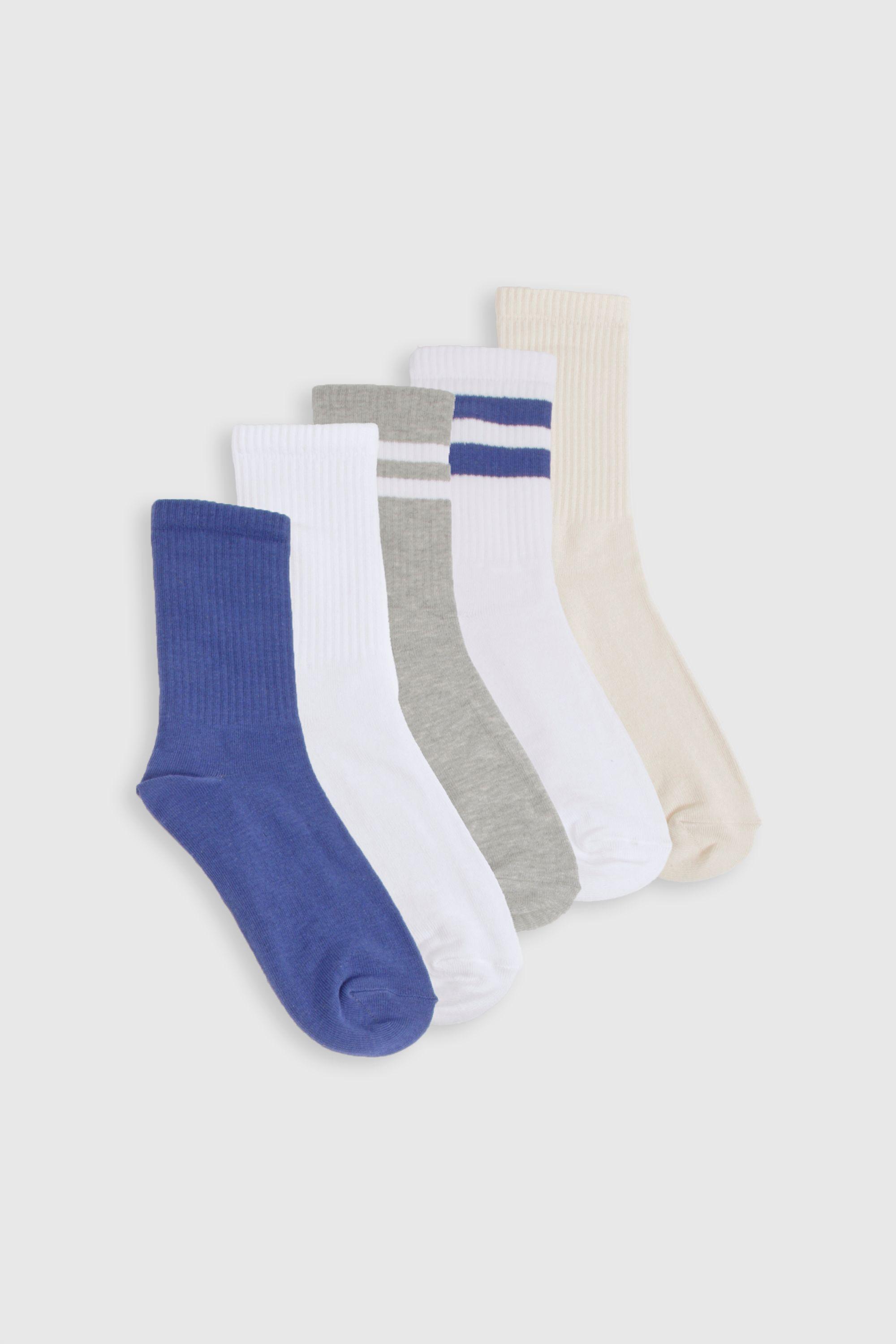 Striped Sports Socks 5 Pack by BOOHOO