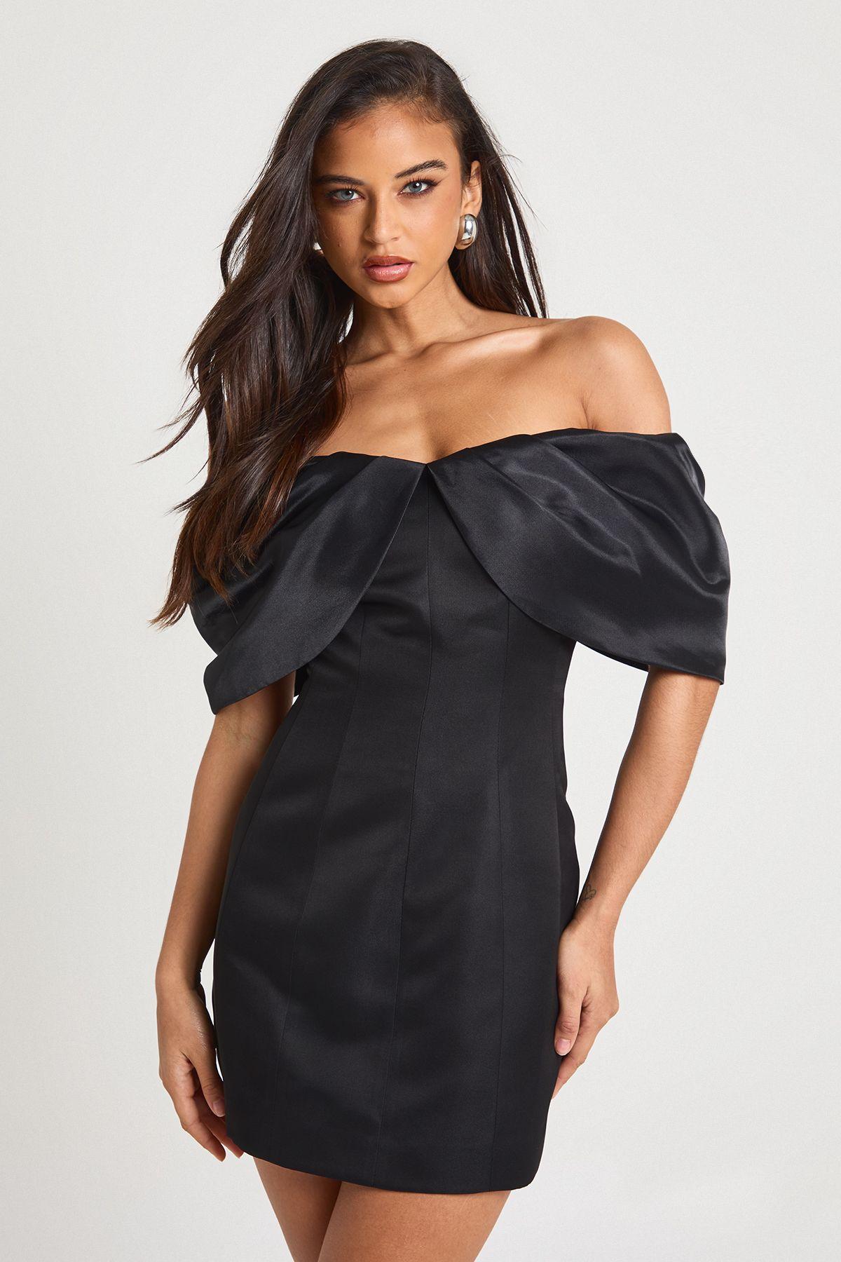 Structured Bardot Mini Dress by BOOHOO