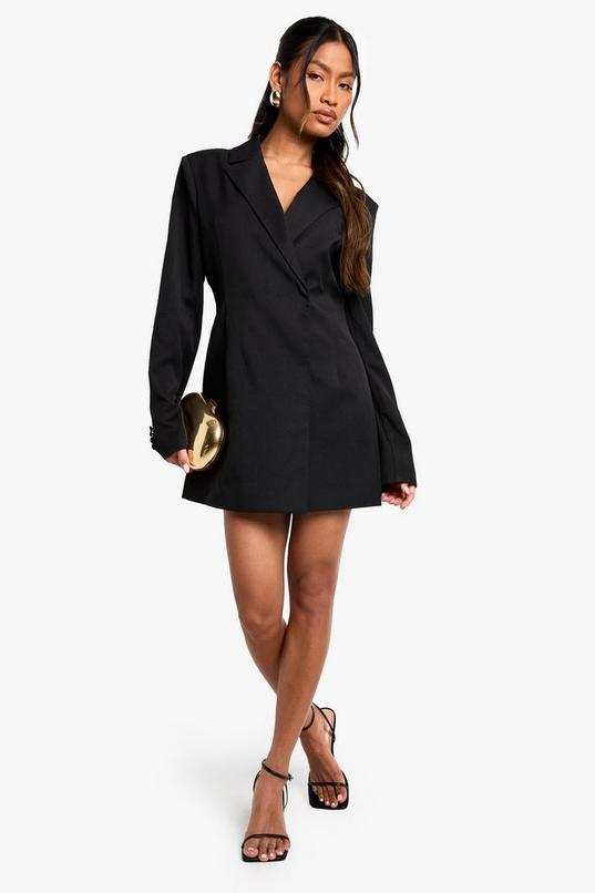 Structured Oversized Wrap Over Blazer Dress by BOOHOO
