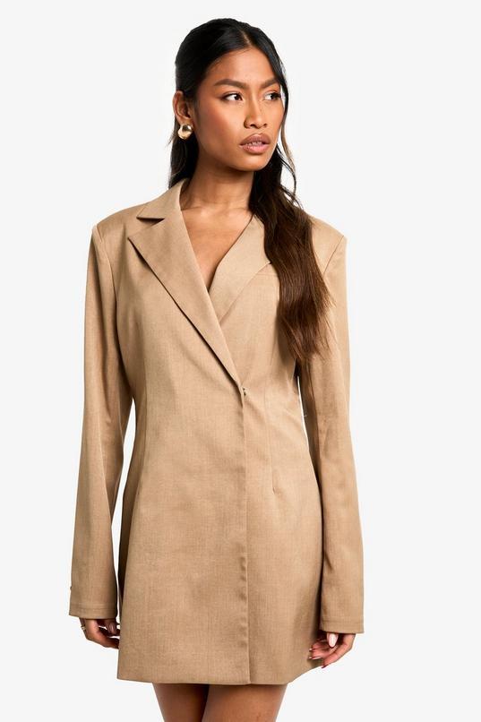 Structured Oversized Wrap Over Blazer Dress by BOOHOO