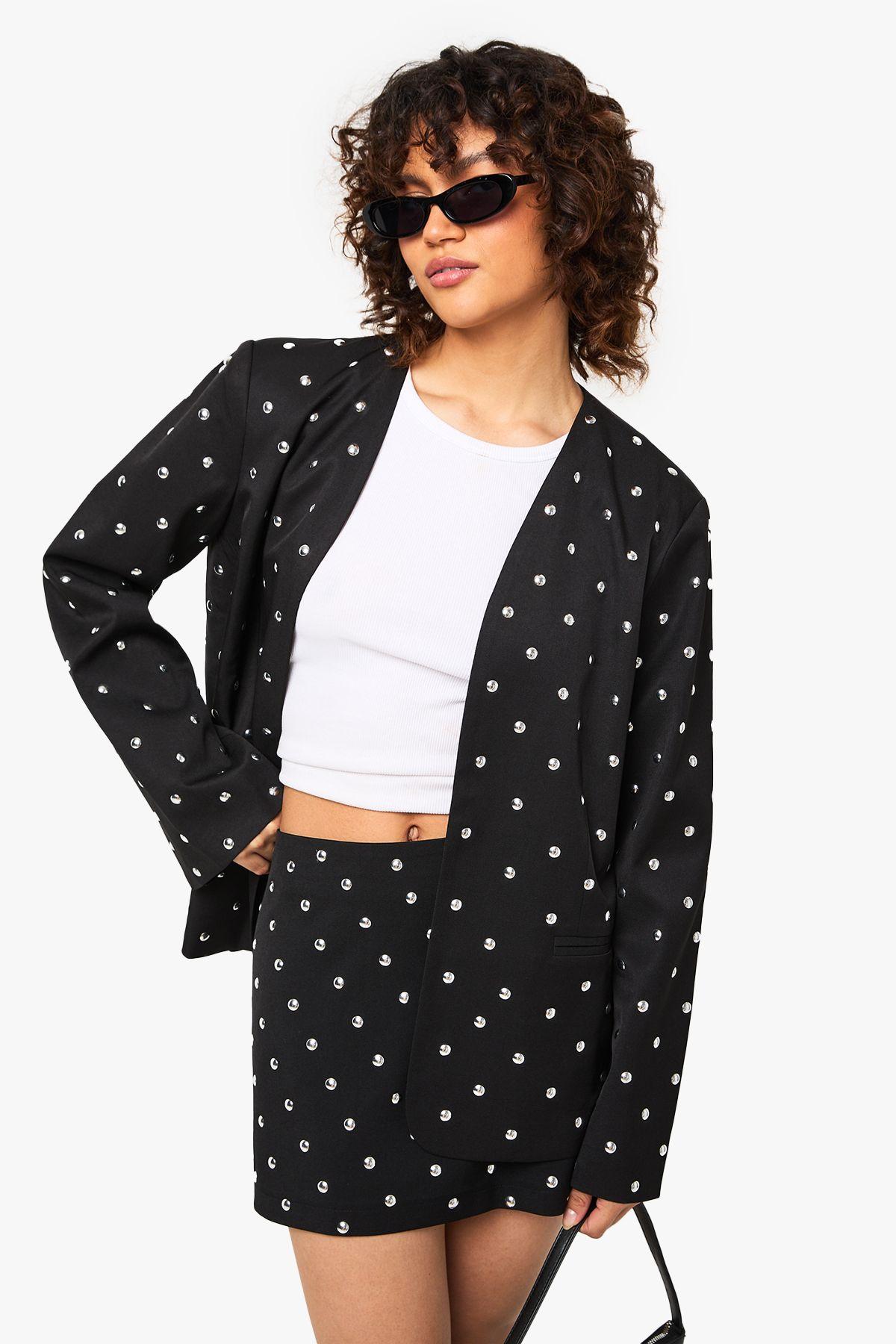 Stud Detail Mini Skirt by BOOHOO