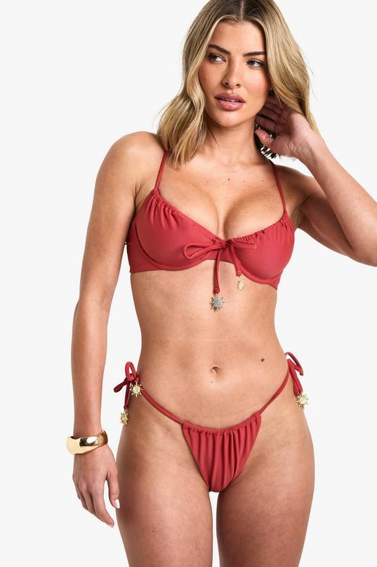 Sunshine Trim Ruched Tie Side Brief by BOOHOO