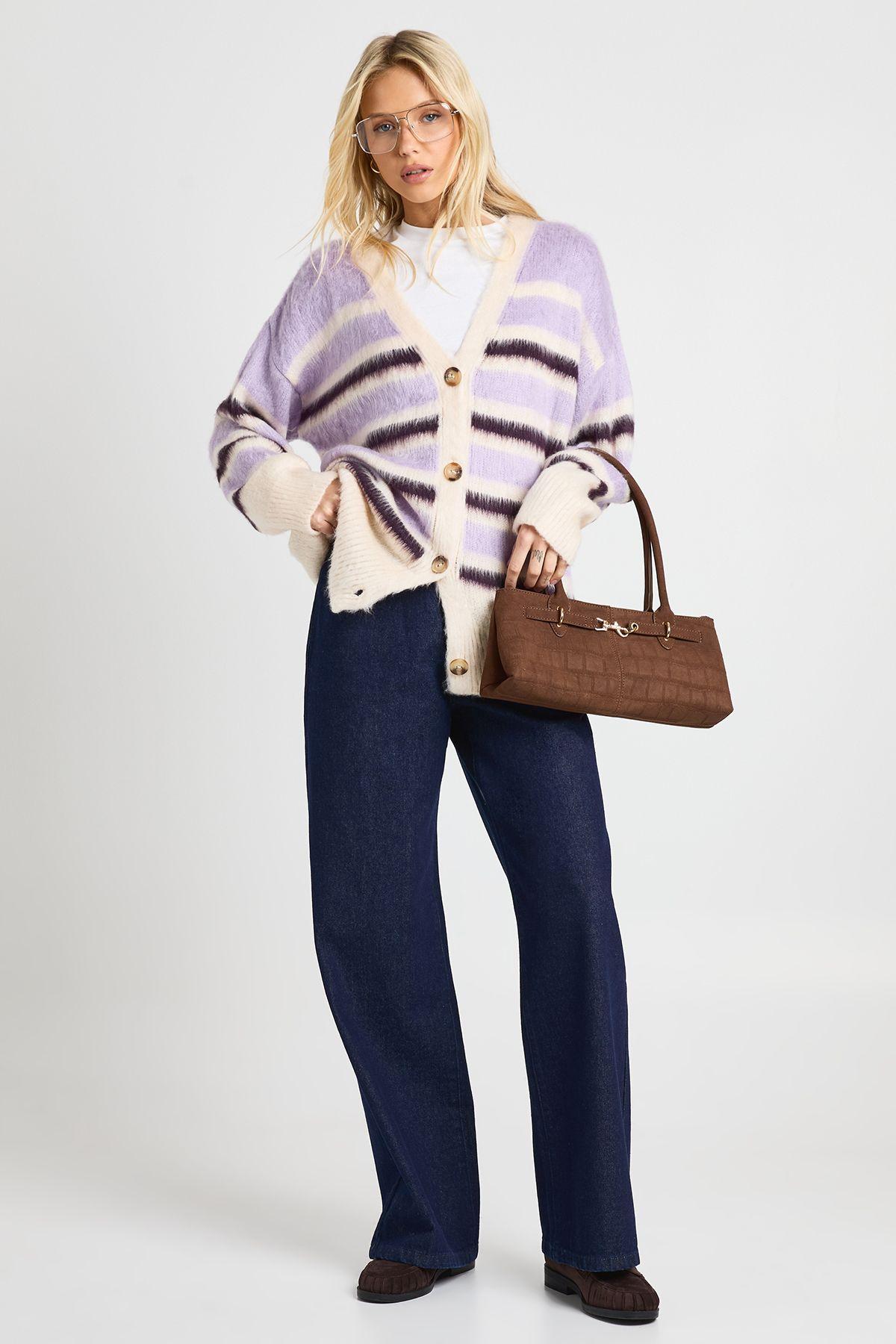 Super Soft Button Neck Detail Oversized Boyfriend Cardigan by BOOHOO