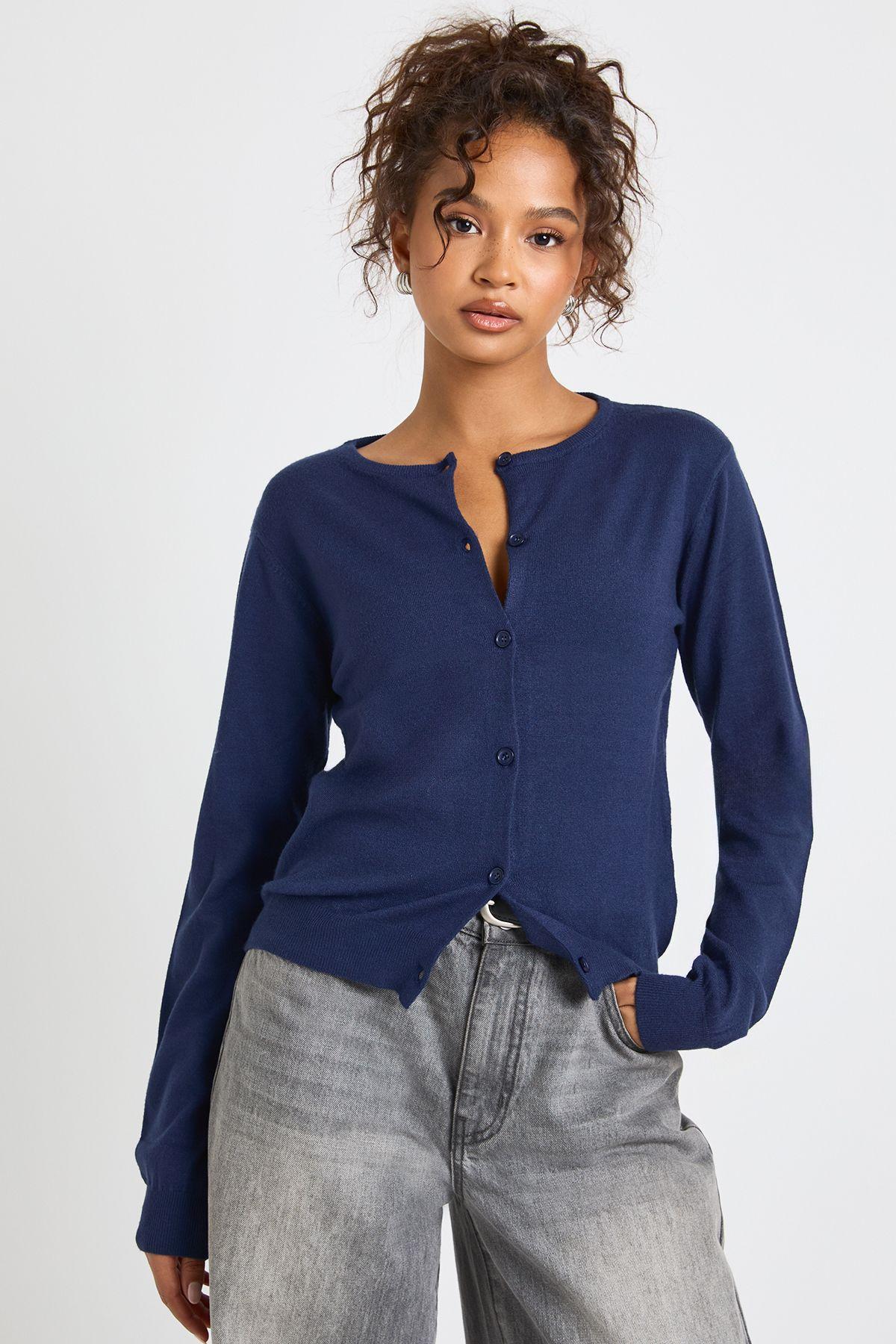 Super Soft Lightweight Knitted Crew Neck Cardigan by BOOHOO Super Soft Lightweight Knitted Crew Neck Cardigan by BOOHOO