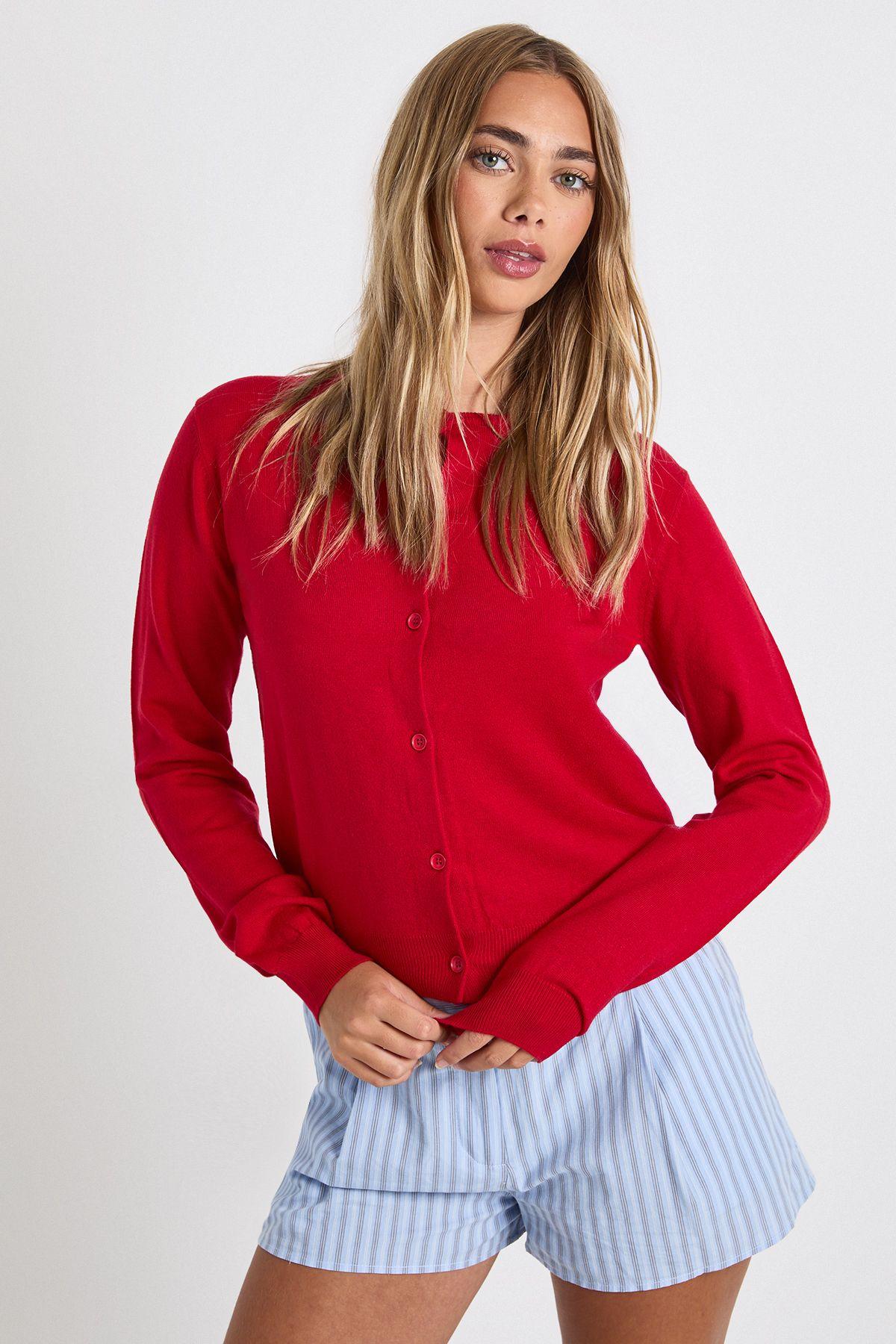 Super Soft Lightweight Knitted Crew Neck Cardigan by BOOHOO Super Soft Lightweight Knitted Crew Neck Cardigan by BOOHOO