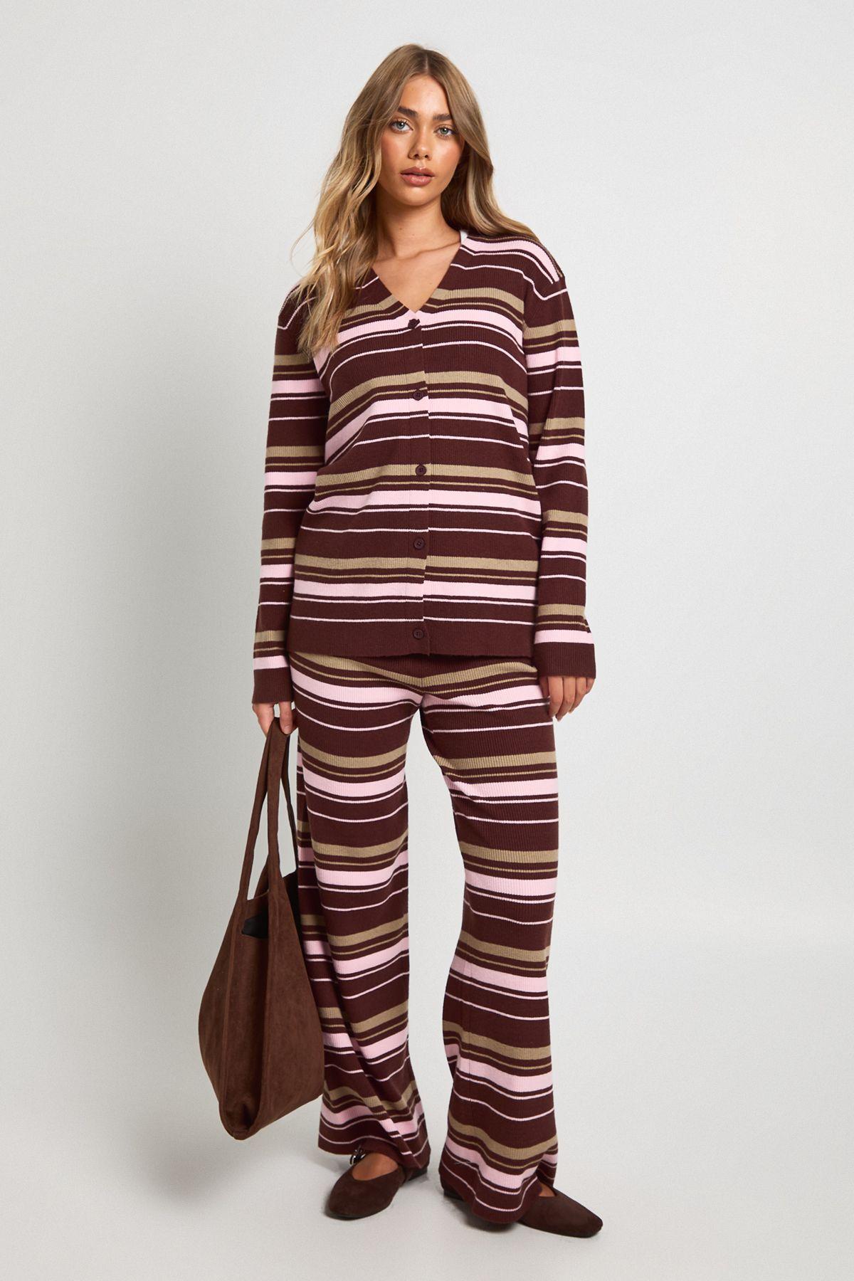 Super Soft Rib Knitted Boyfriend Cardigan and Wide Leg Trouser Co-Ord by BOOHOO